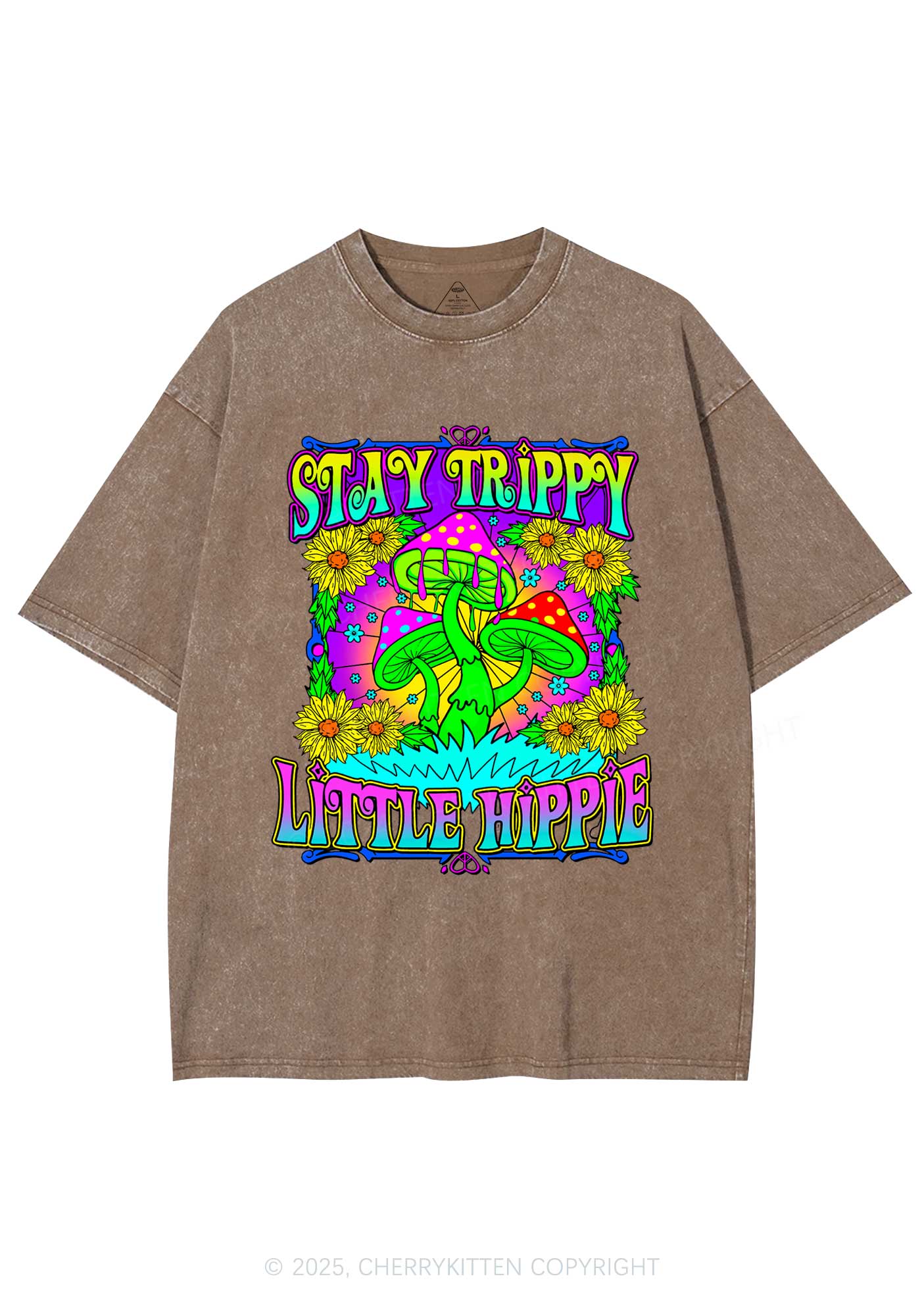 Stay Trippy Little Hippie Y2K Shirts Washed Tee Cherrykitten