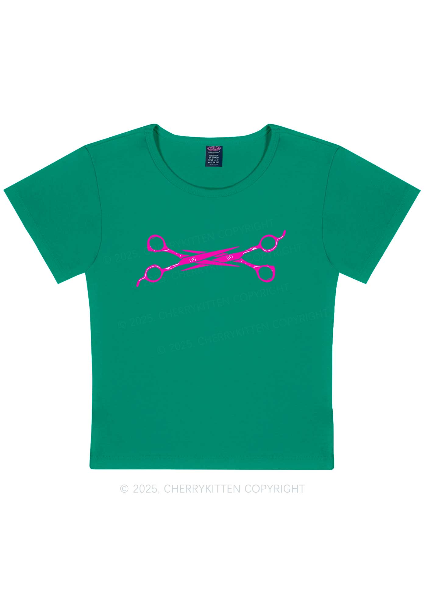 Pink Scissor Y2K Baby Tee Cherrykitten
