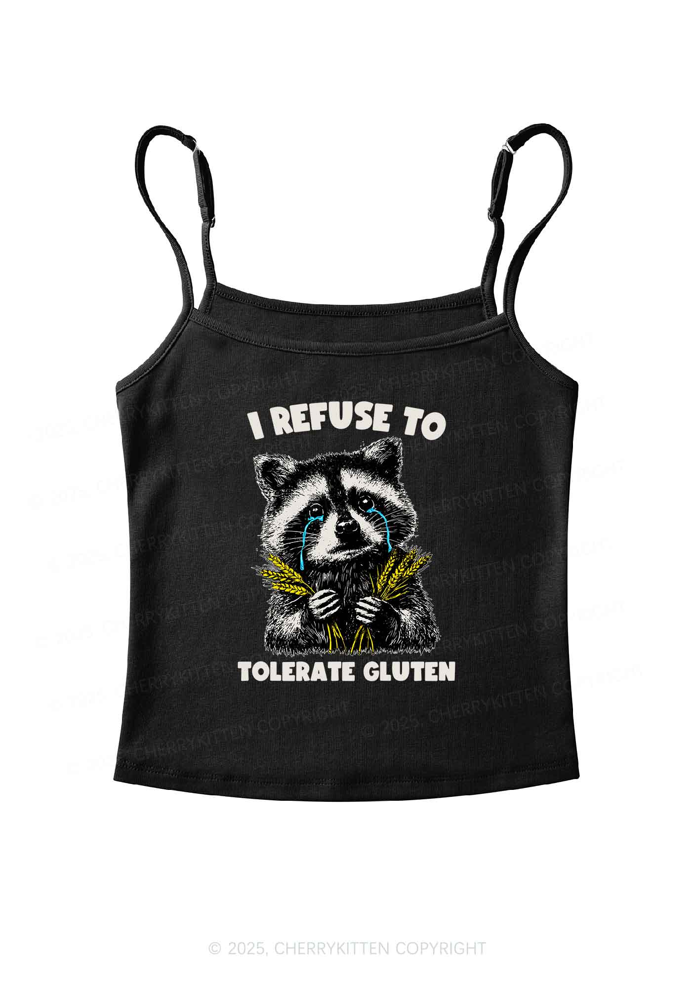 Refuse To Tolerate Gluten Y2K Spaghetti Strap Cami Cherrykitten