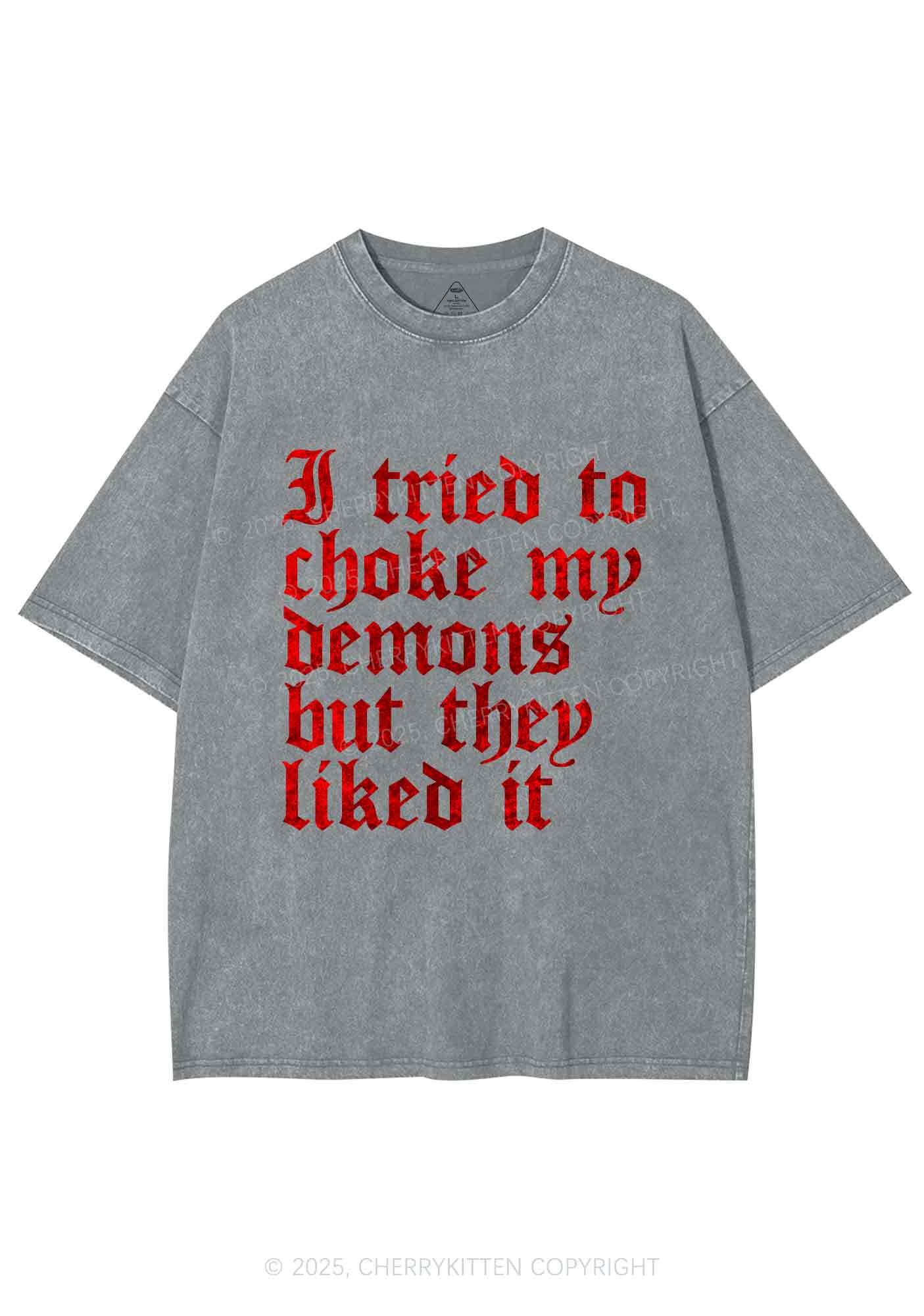 Halloween Choke Demons They Liked Y2K Shirts Washed Tee Cherrykitten