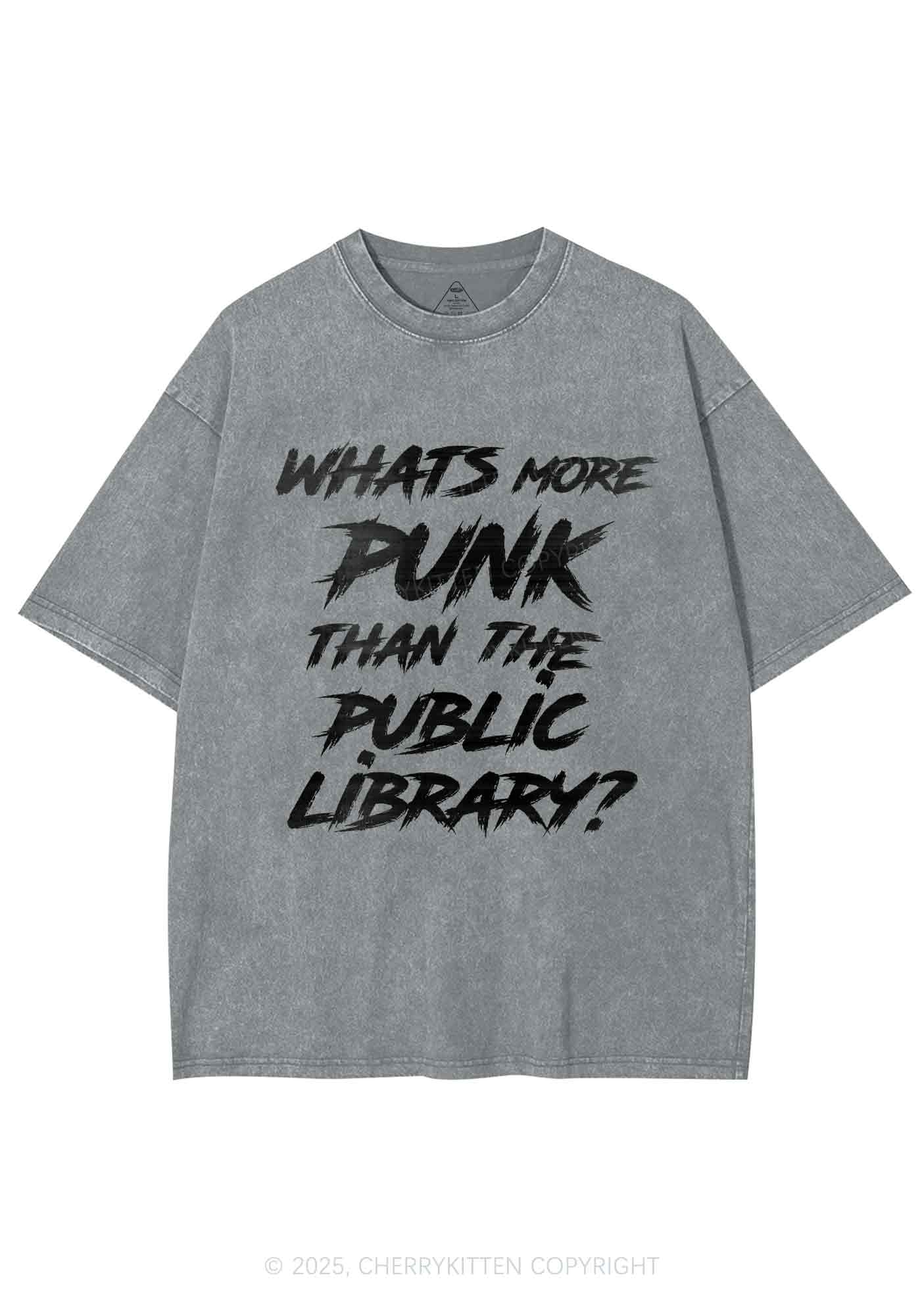 Punk Than Public Library Y2K Shirts Washed Tee Cherrykitten