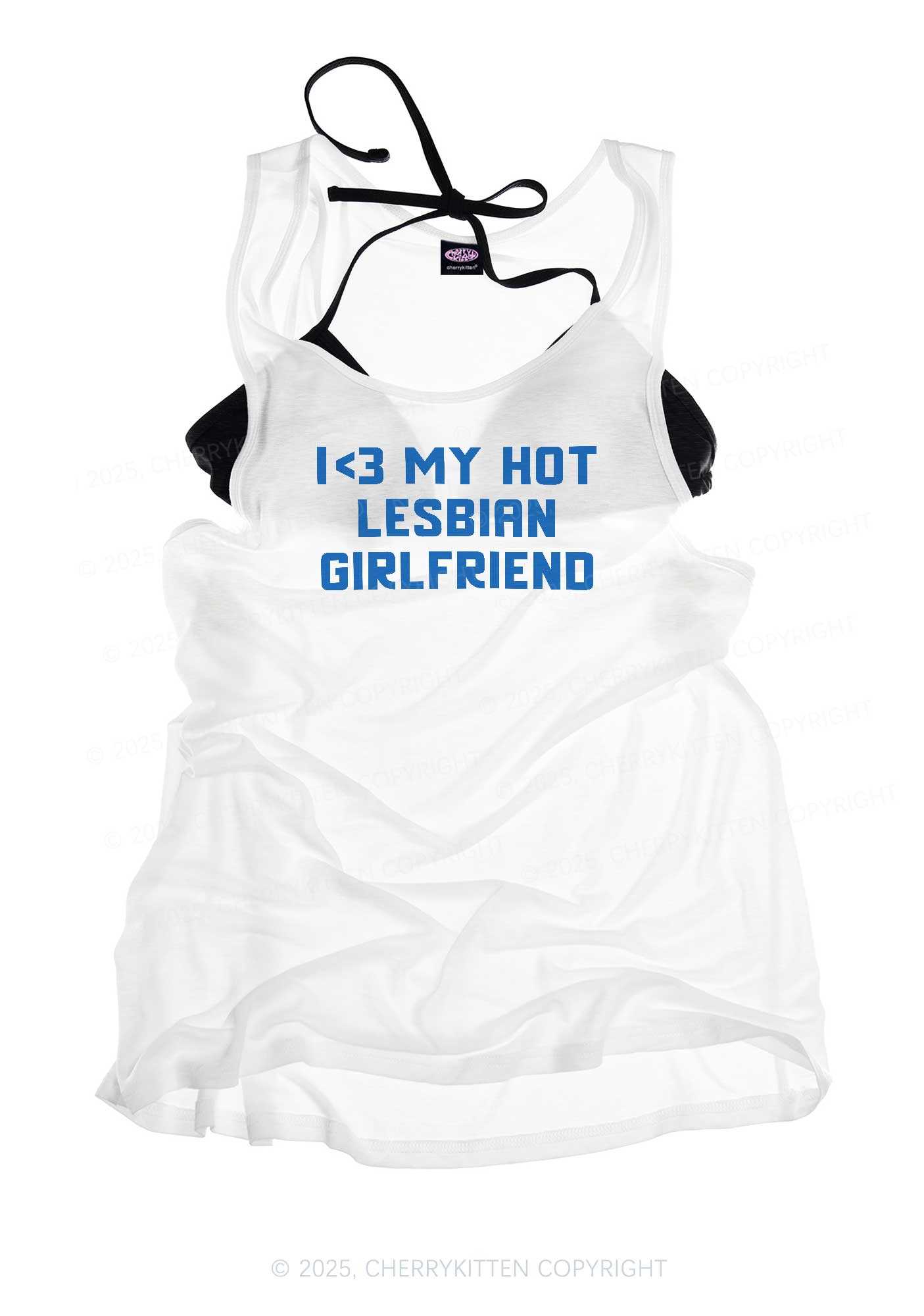 My Hot Lesbian GF Pride Y2K Sheer Boyfriend Tank Cherrykitten