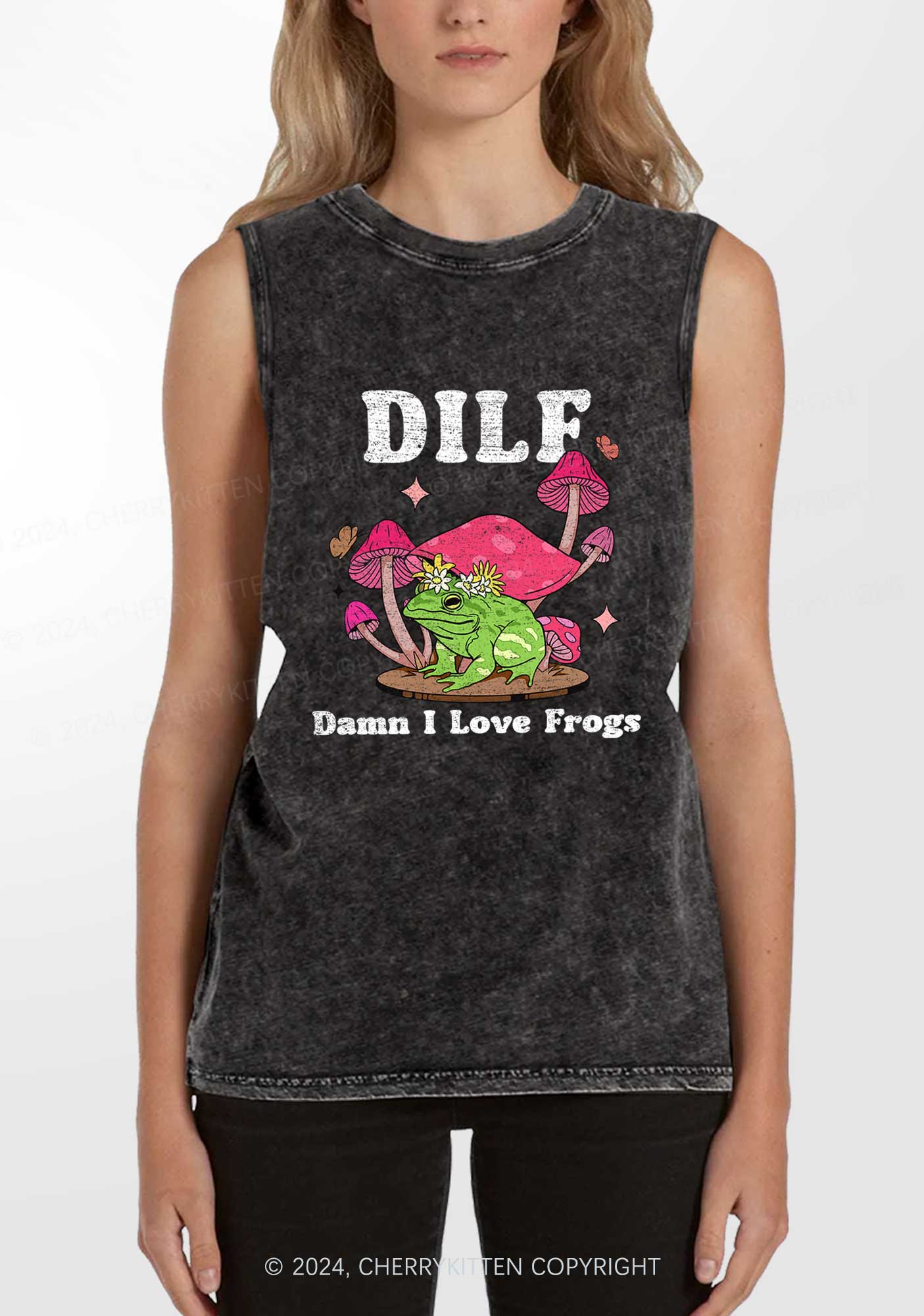 I Love Frogs Y2K Washed Tank Cherrykitten