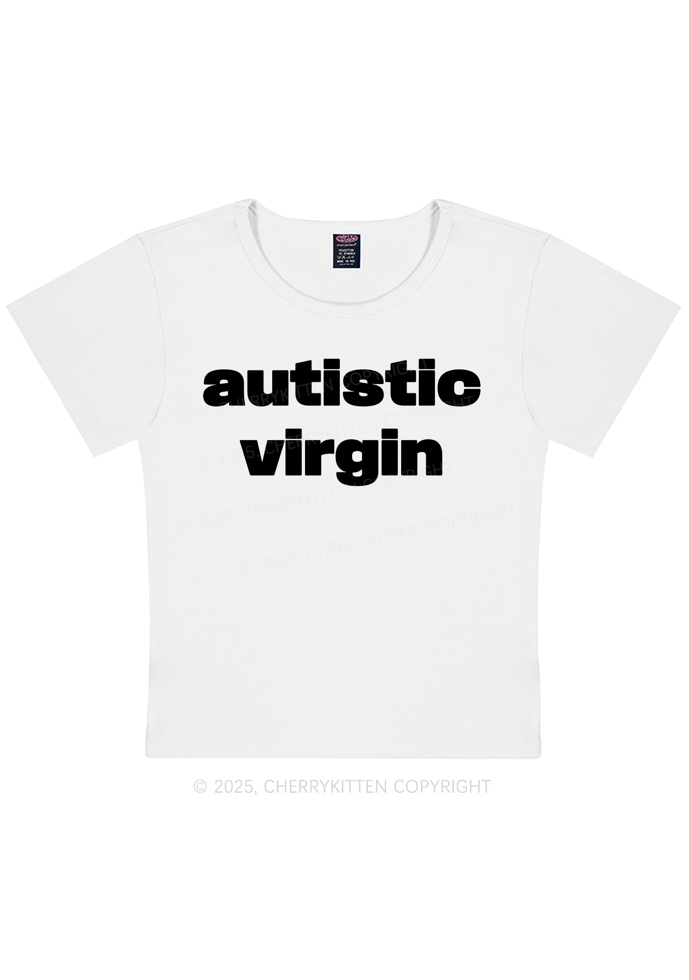 Autistic Virgin Y2K Baby Tee Cherrykitten
