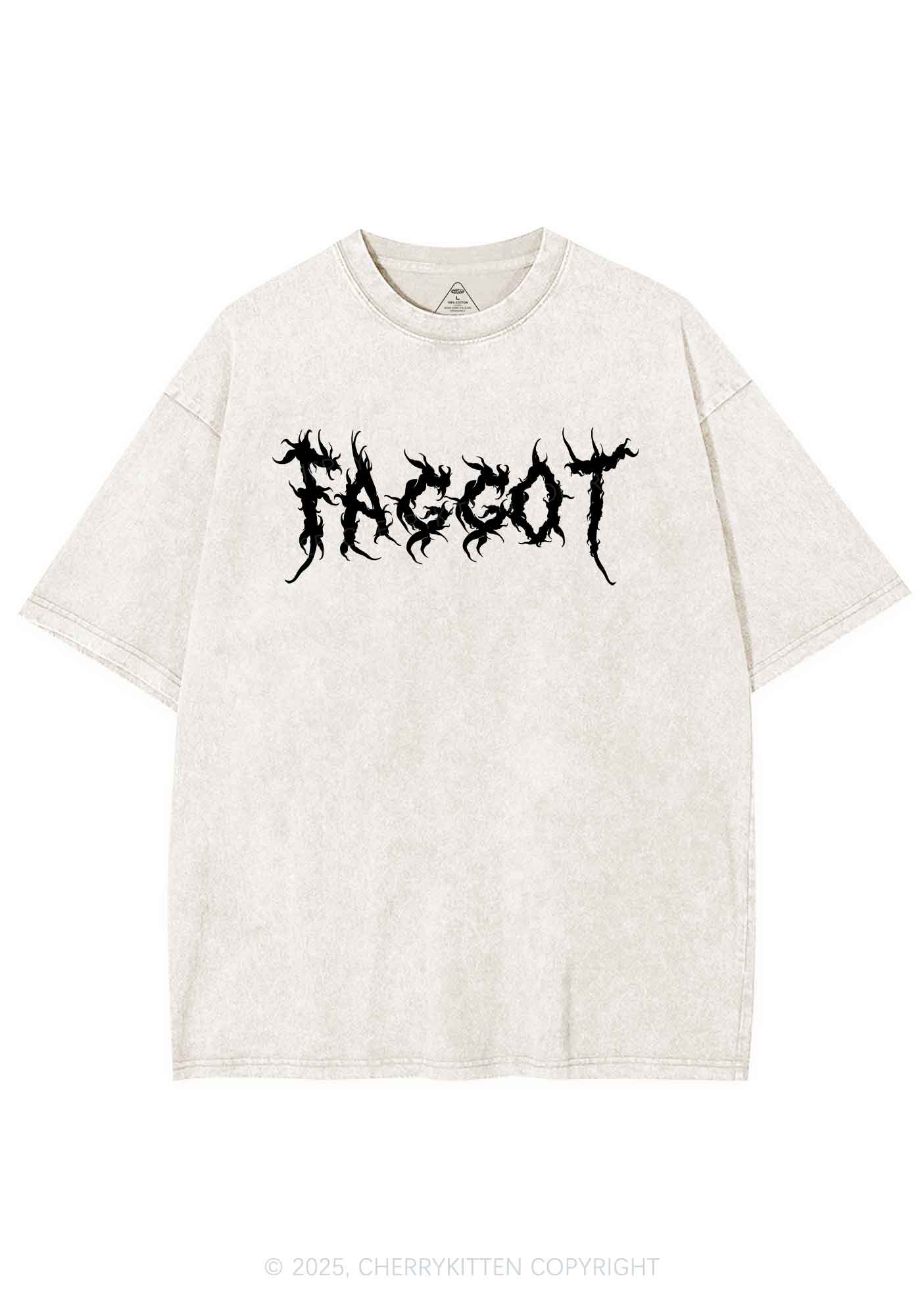 Punk Faggot Pride Y2K Shirts Washed Tee Cherrykitten