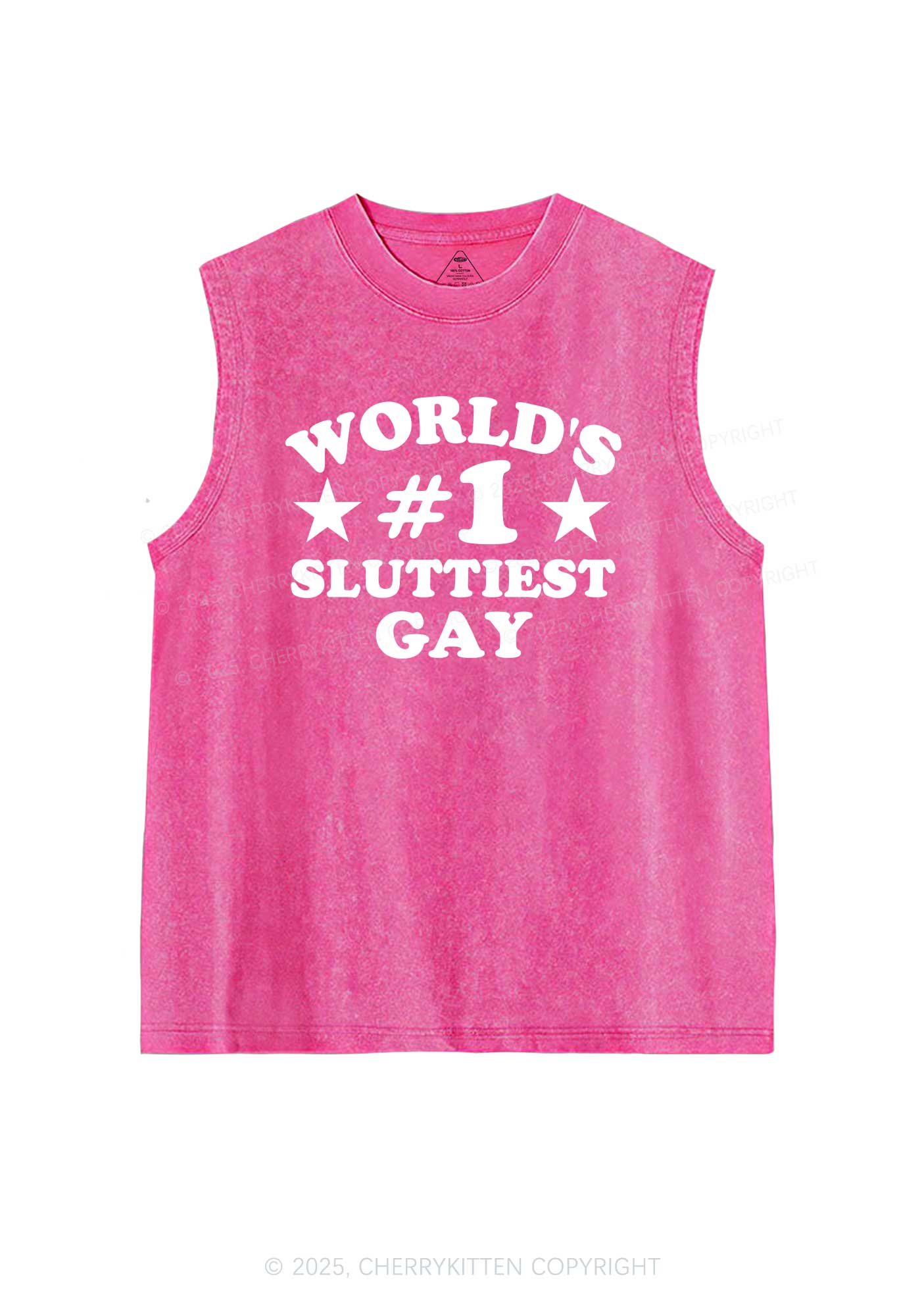 Worlds First Slxttiest Gay Pride Y2K Washed Muscle Tank Cherrykitten