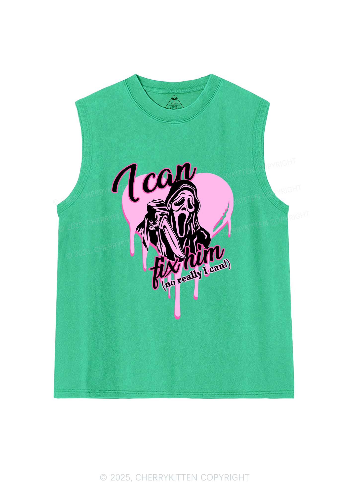 Halloween Ghost Fix Him Y2K Washed Muscle Tank Cherrykitten