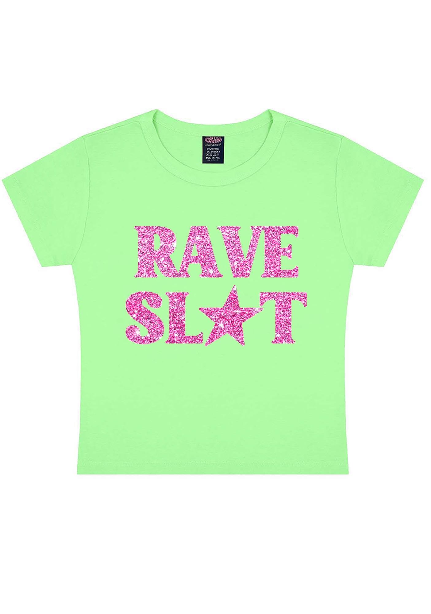 Glitter Rave Slxt Y2K Baby Tee Cherrykitten
