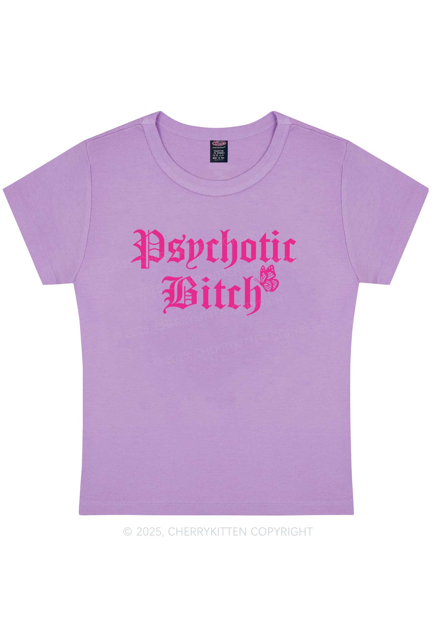 Psychotic Bxxch Y2K Baby Tee Cherrykitten