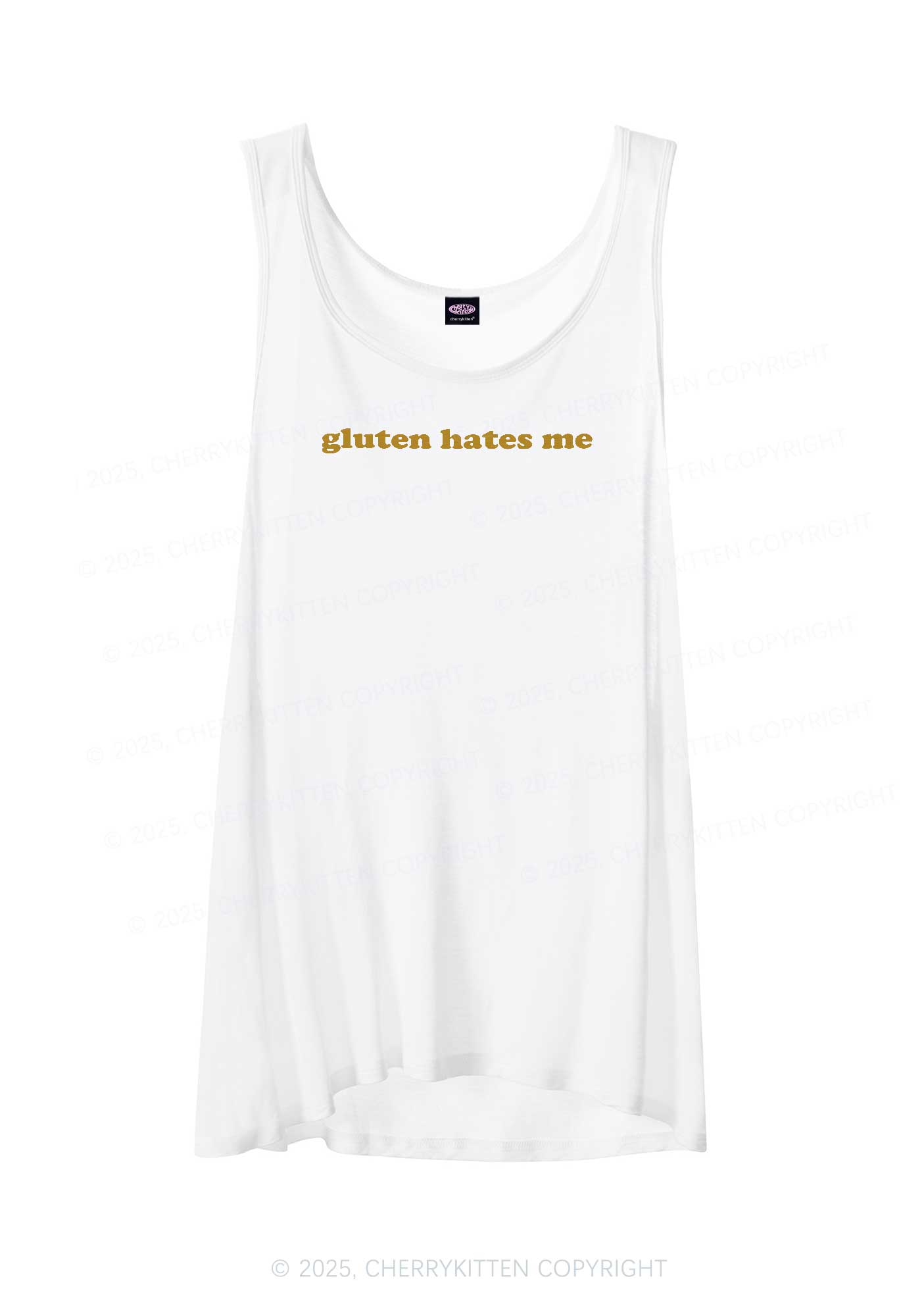 Gluten Hates Me Y2K Sheer Boyfriend Tank Cherrykitten