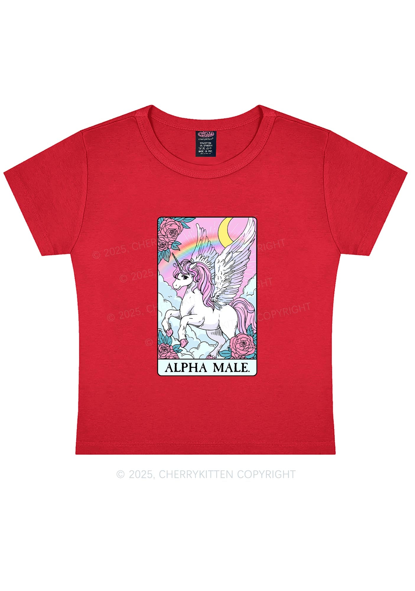 Rose Unicorn Alpha Male Y2K Baby Tee Cherrykitten
