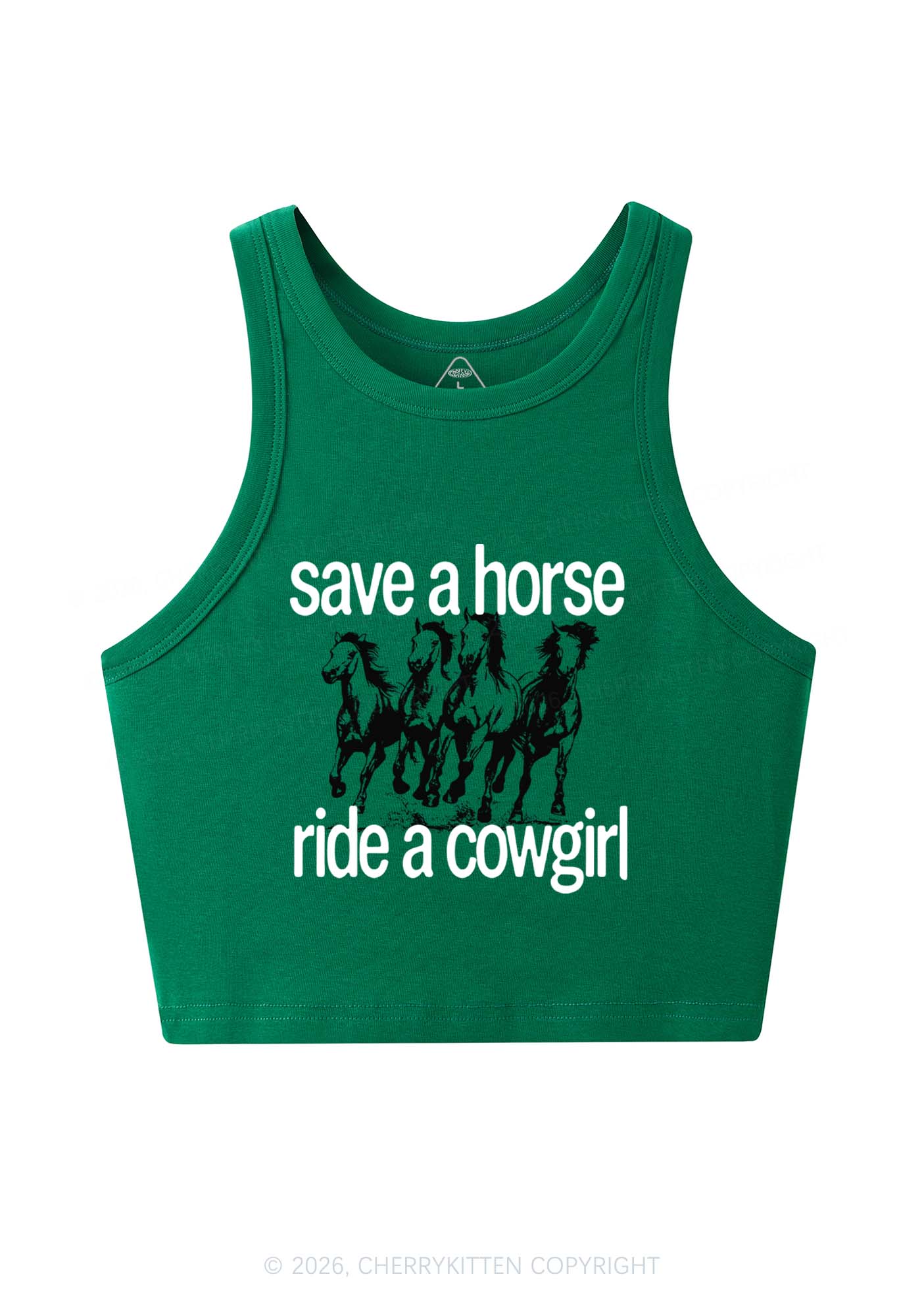Four Horses Cowgirl Pride Y2K Crop Tank Top Cherrykitten