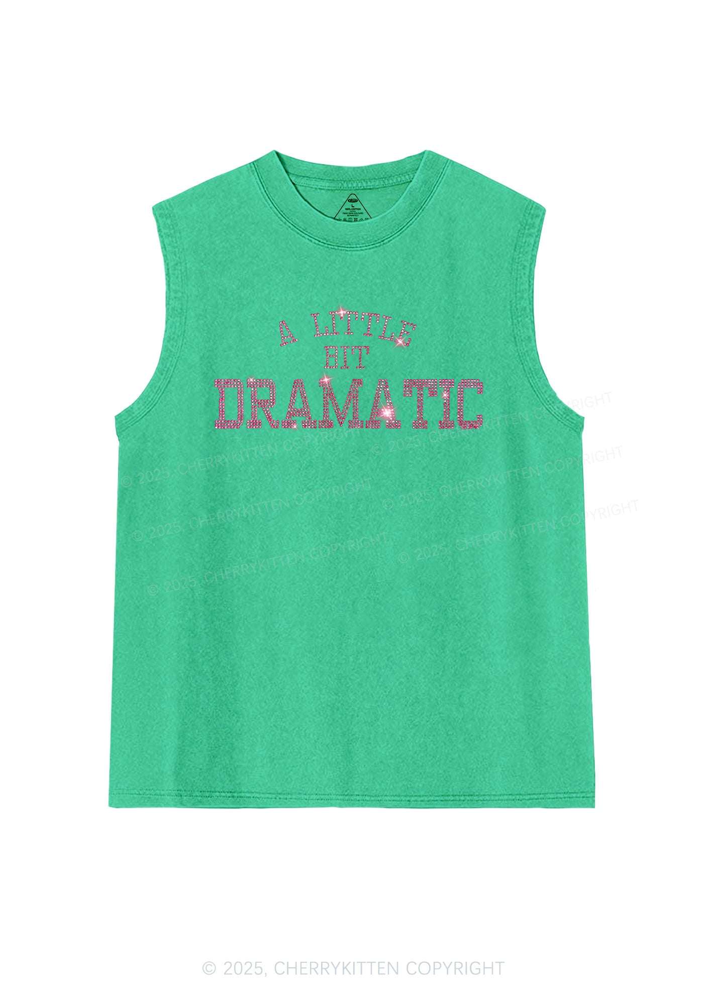 Rhinestone A Little Bit Dramatic Y2K Washed Muscle Tank Cherrykitten