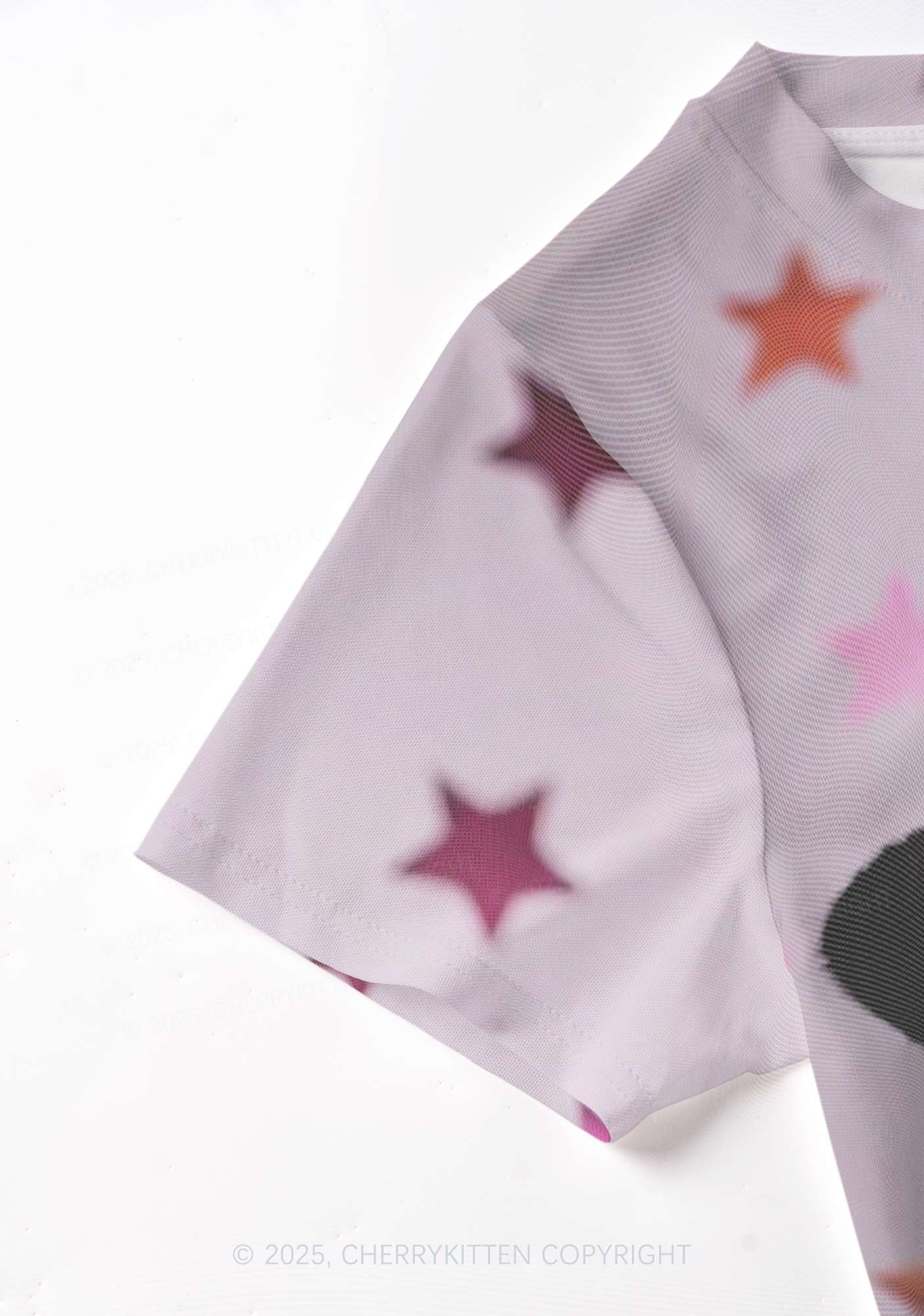 Cow Magic Stars Y2K Mesh Crop Top Cherrykitten