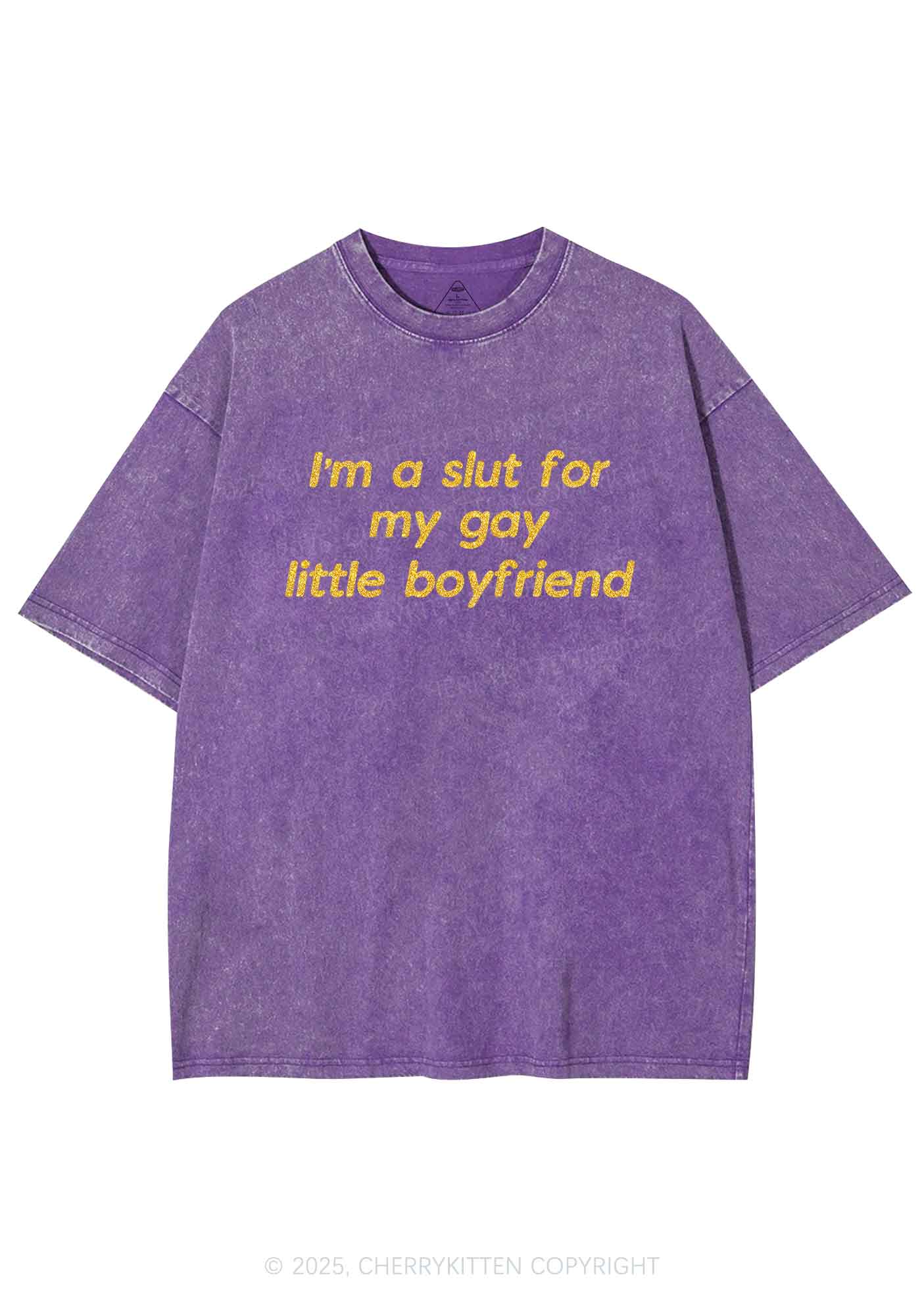 Glitter Slxt For My Gay BF Y2K Shirts Washed Tee Cherrykitten