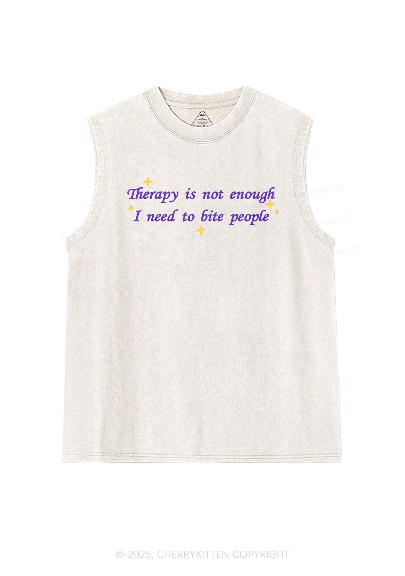 Therapy Not Enough Y2K Washed Muscle Tank Cherrykitten