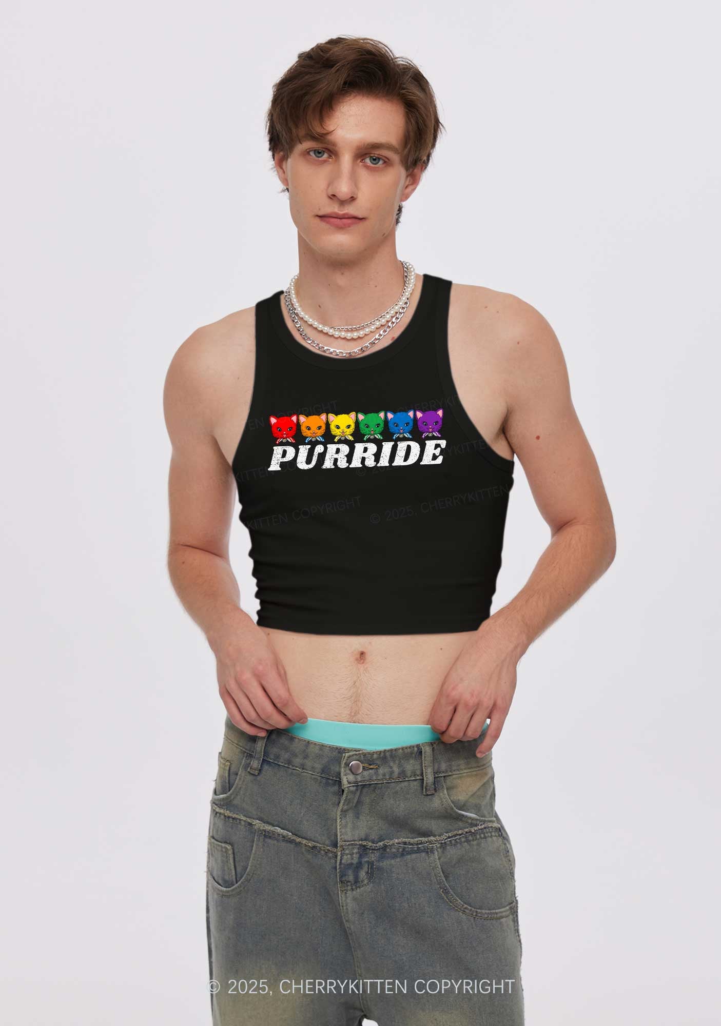Purride Cat Pride Y2K Crop Tank Top Cherrykitten