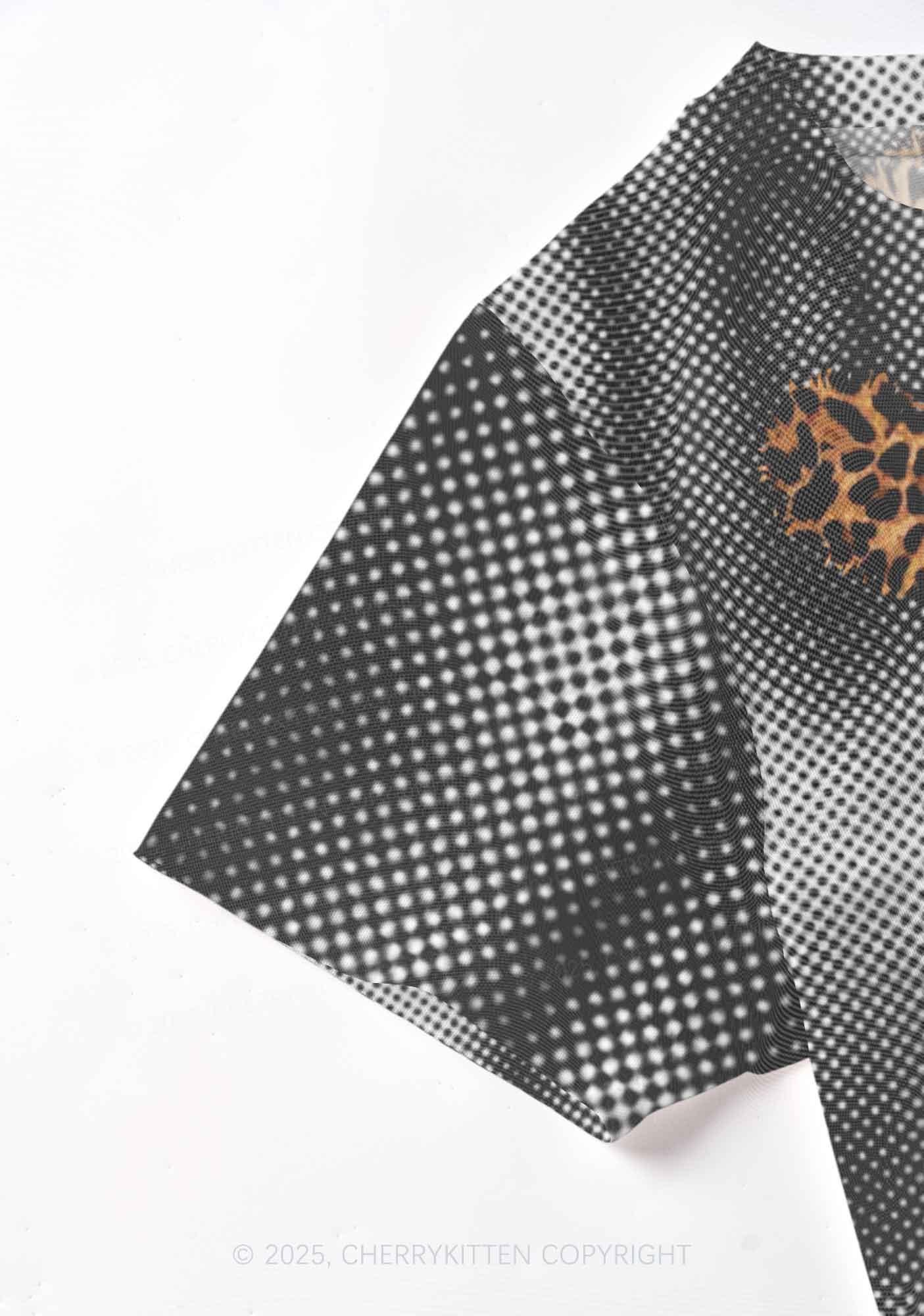 Leopard Hearts Y2K Mesh Crop Top Cherrykitten