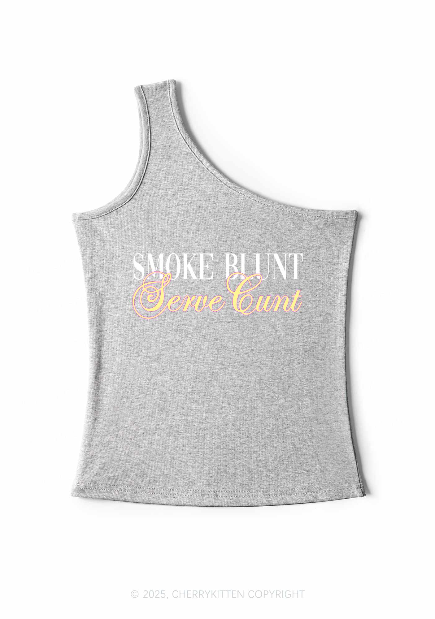 Smoke Blunt Y2K One Shoulder Tank Top Cherrykitten