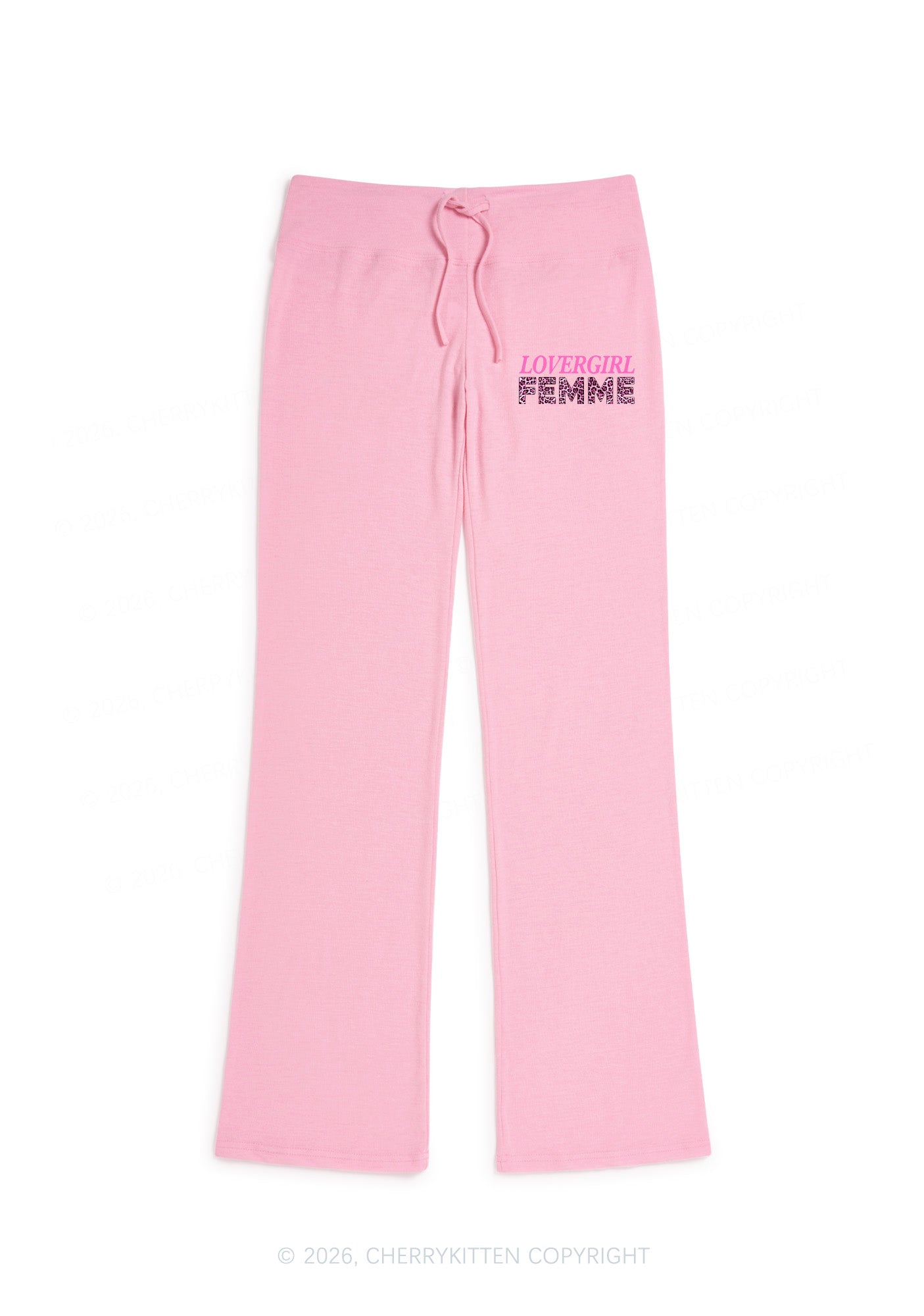 Lovergirl Femme Pride Y2K Low Rise Drawstring Flare Pants Cherrykitten