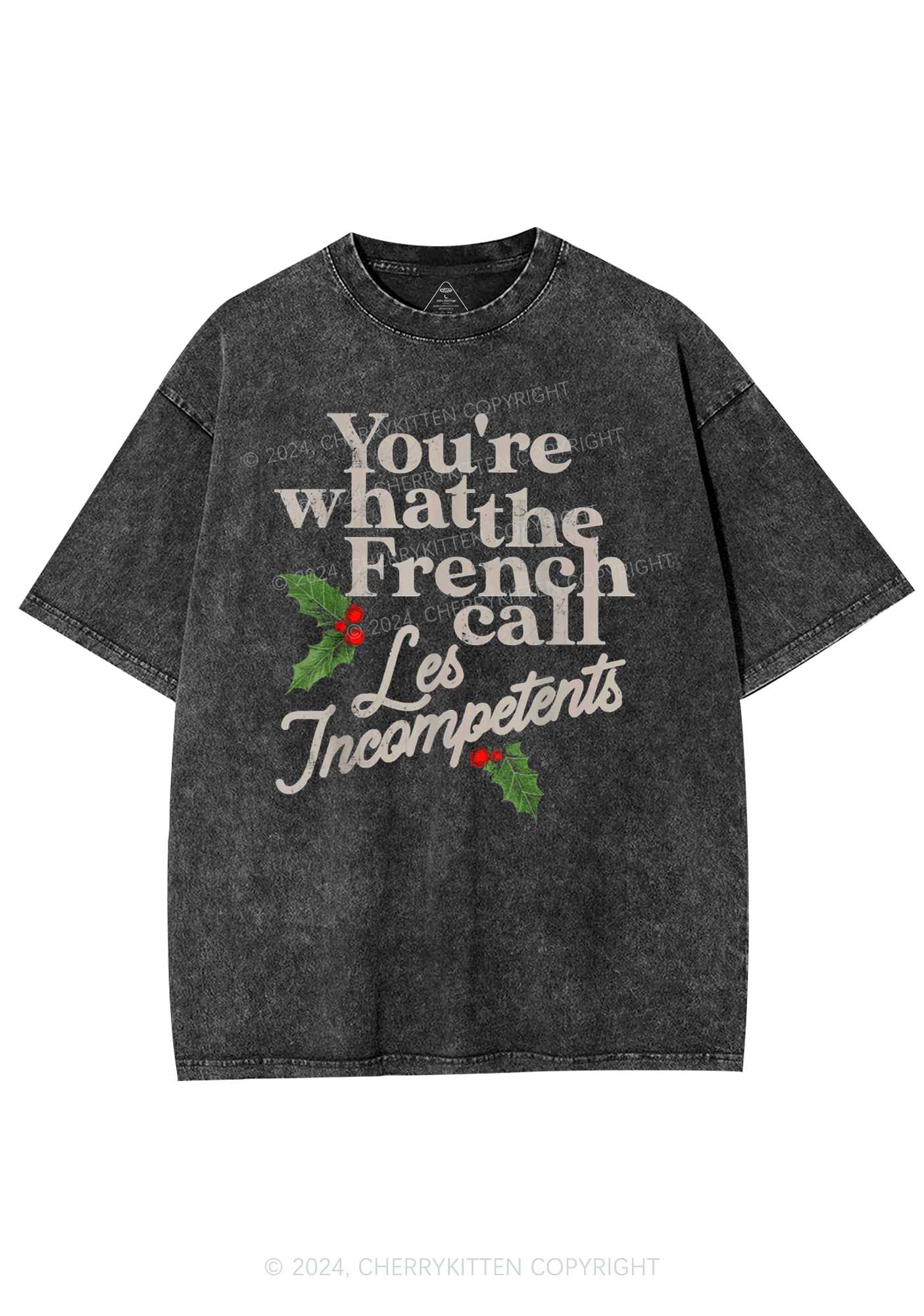 Christmas Les Incompetent Y2K Washed Tee Cherrykitten