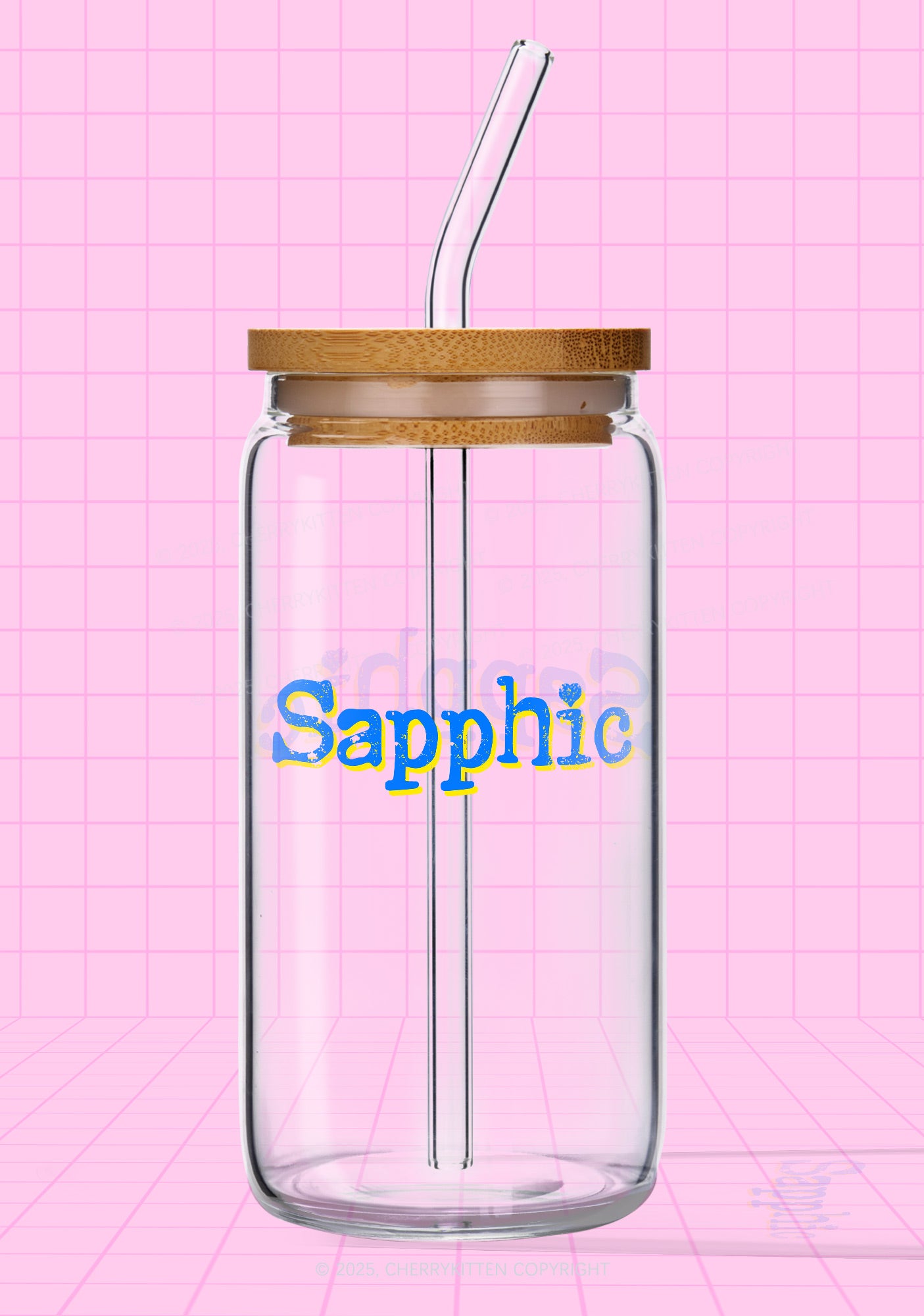 Sapphic Pride Y2K Printed Glass Cup Cherrykitten