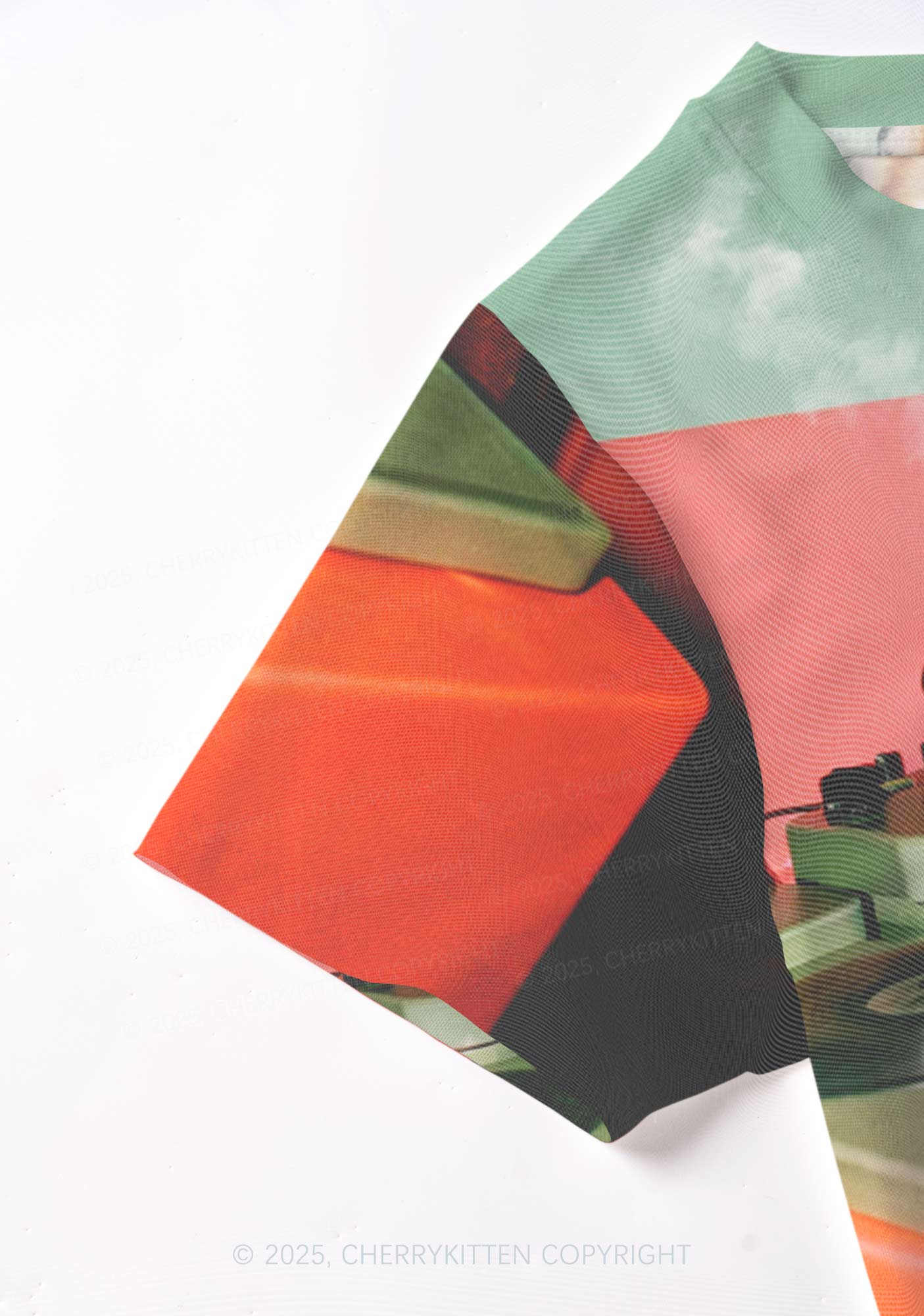 Red Panda Smoke Y2K Mesh Crop Top Cherrykitten
