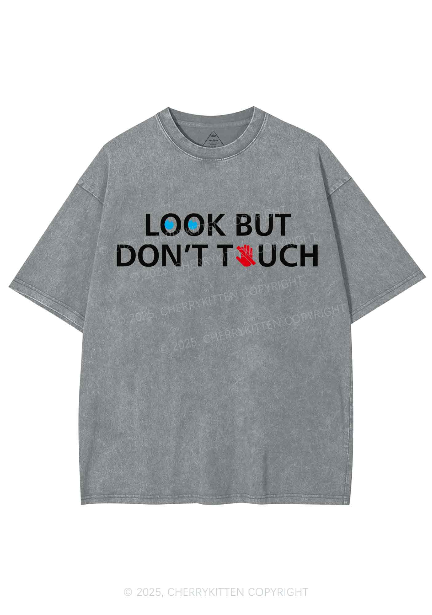 Look Dont Touch Y2K Shirts Washed Tee Cherrykitten