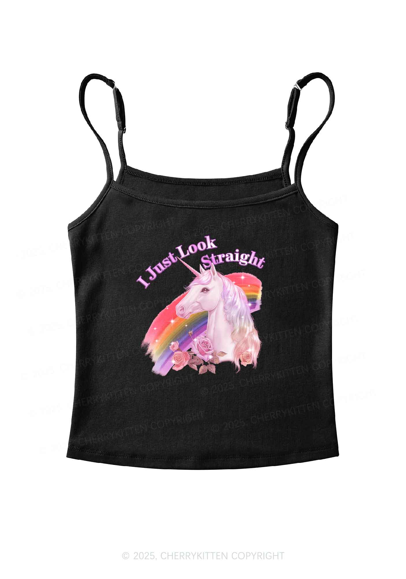 Look Straight Unicorn Pride Y2K Spaghetti Strap Cami Cherrykitten