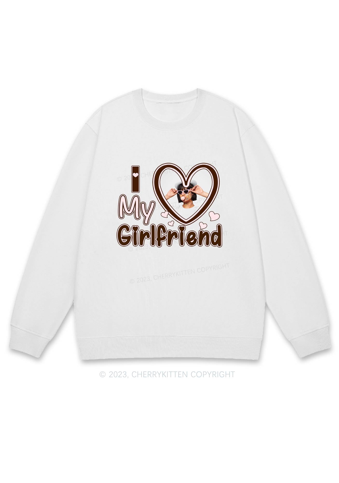 Custom BF&GF Photo Brown Heart Y2K Sweatshirt Cherrykitten