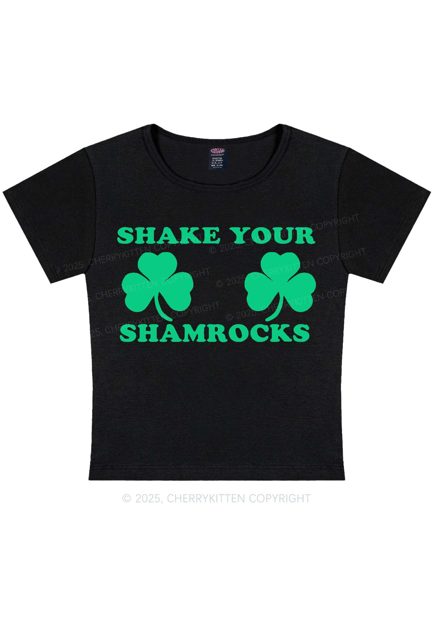 Shake Your Shamrocks St Patricks Y2K Baby Tee Cherrykitten