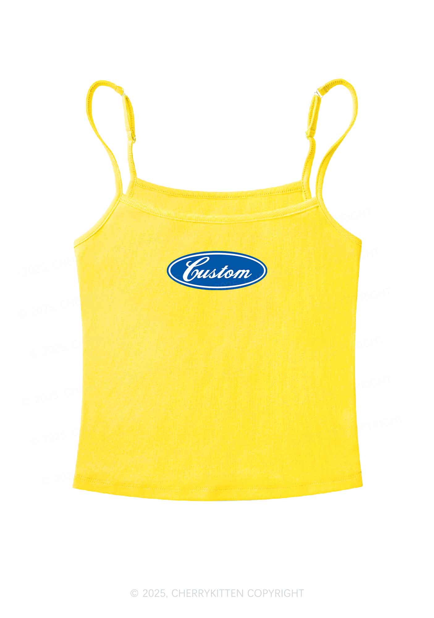 Oval Custom Text Y2K Spaghetti Strap Cami Cherrykitten