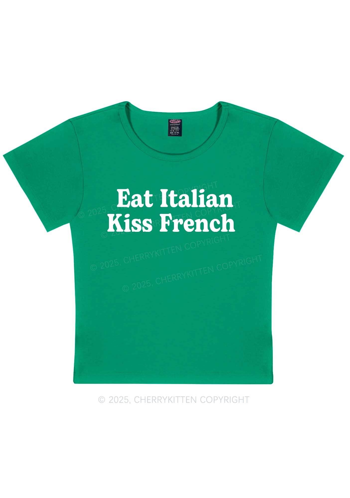 Eat Italian Kiss French Y2K Baby Tee Cherrykitten