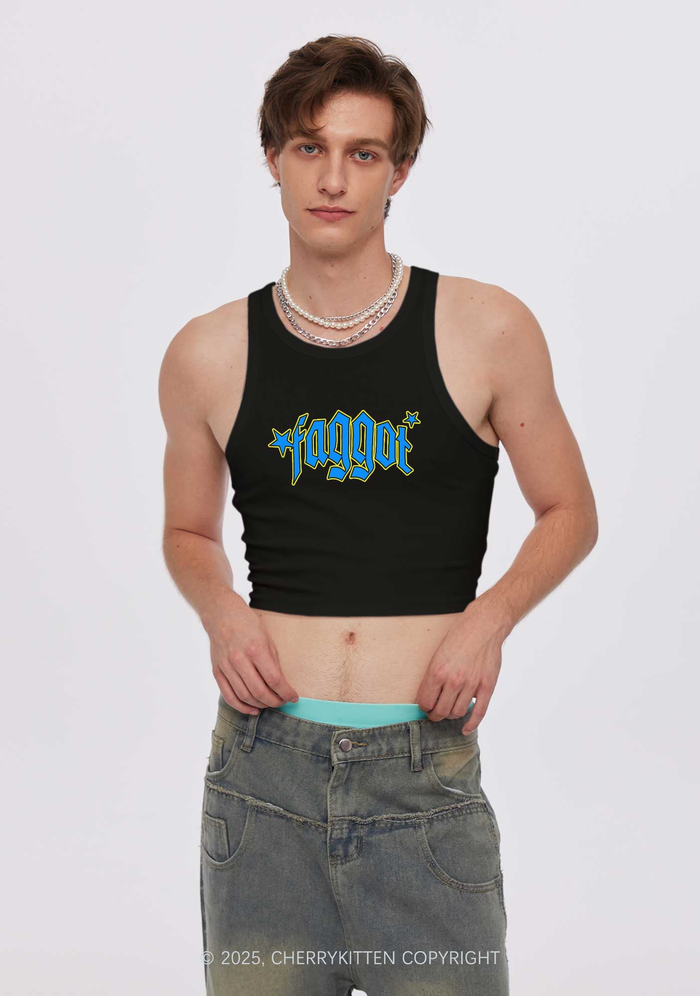 Faggot Stars Pride Y2K Crop Tank Top Cherrykitten