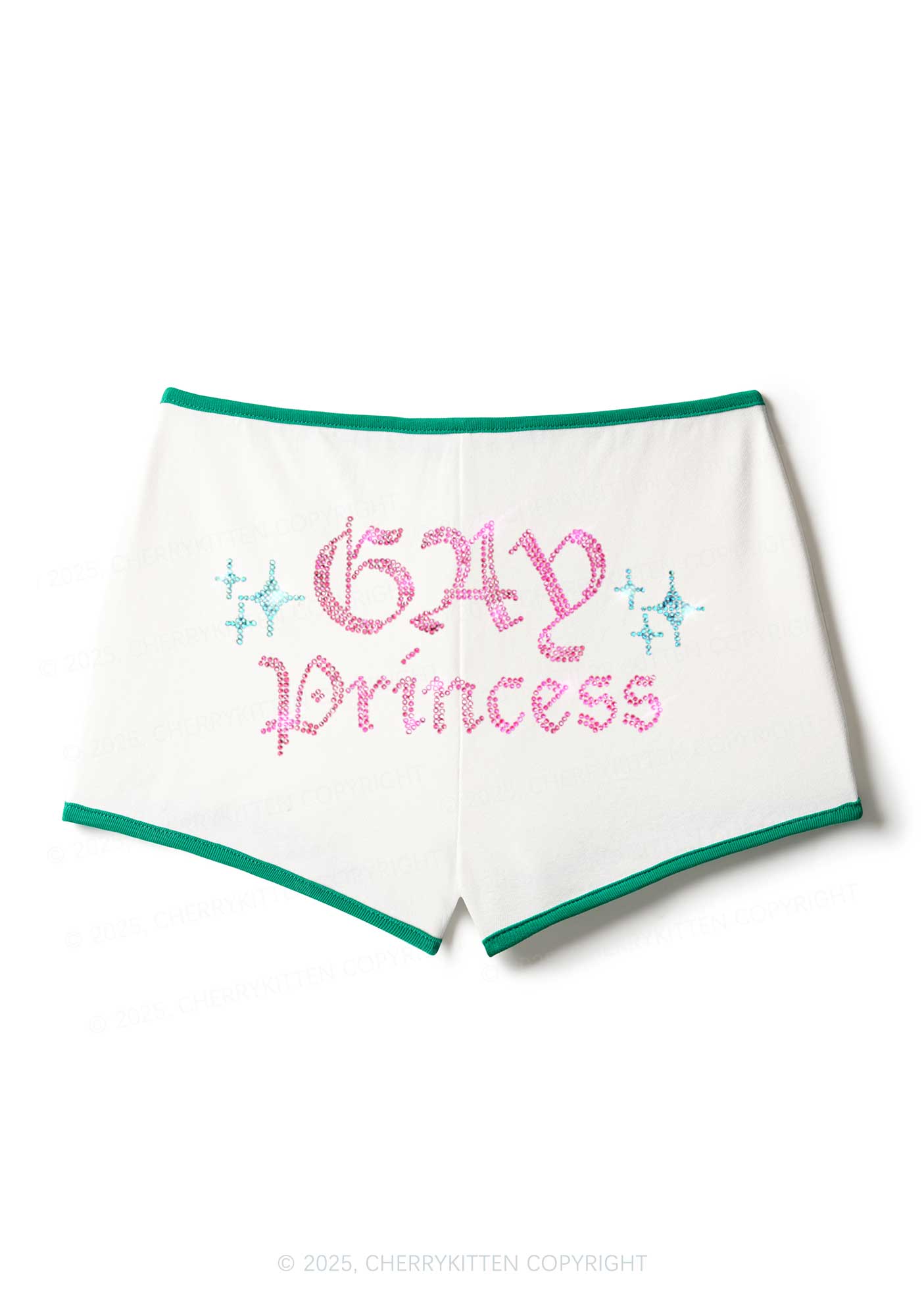 Rhinestone Gay Princess Pride Y2K Booty Shorts Cherrykitten