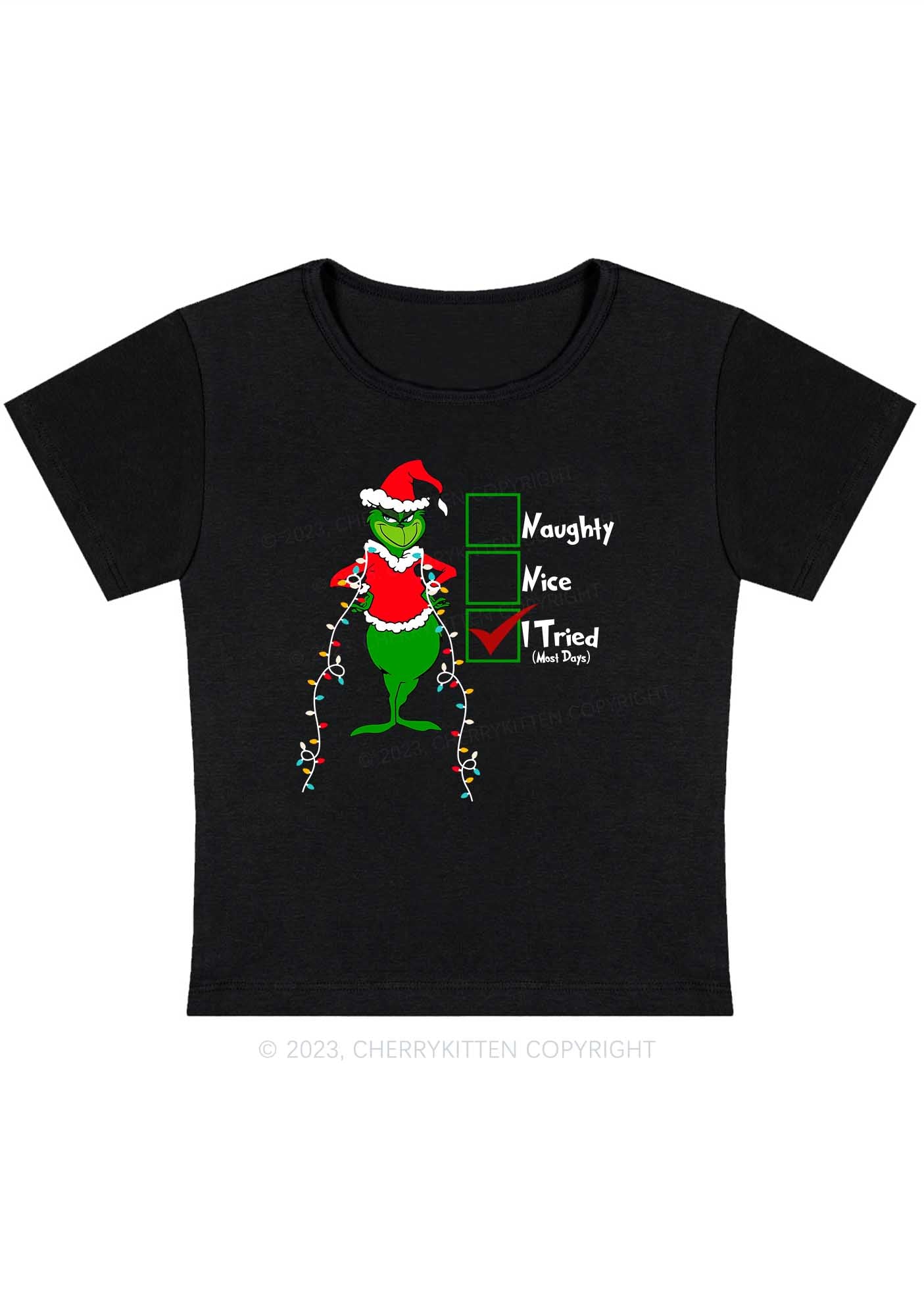 I Tried Most Days Christmas Baby Tee Cherrykitten