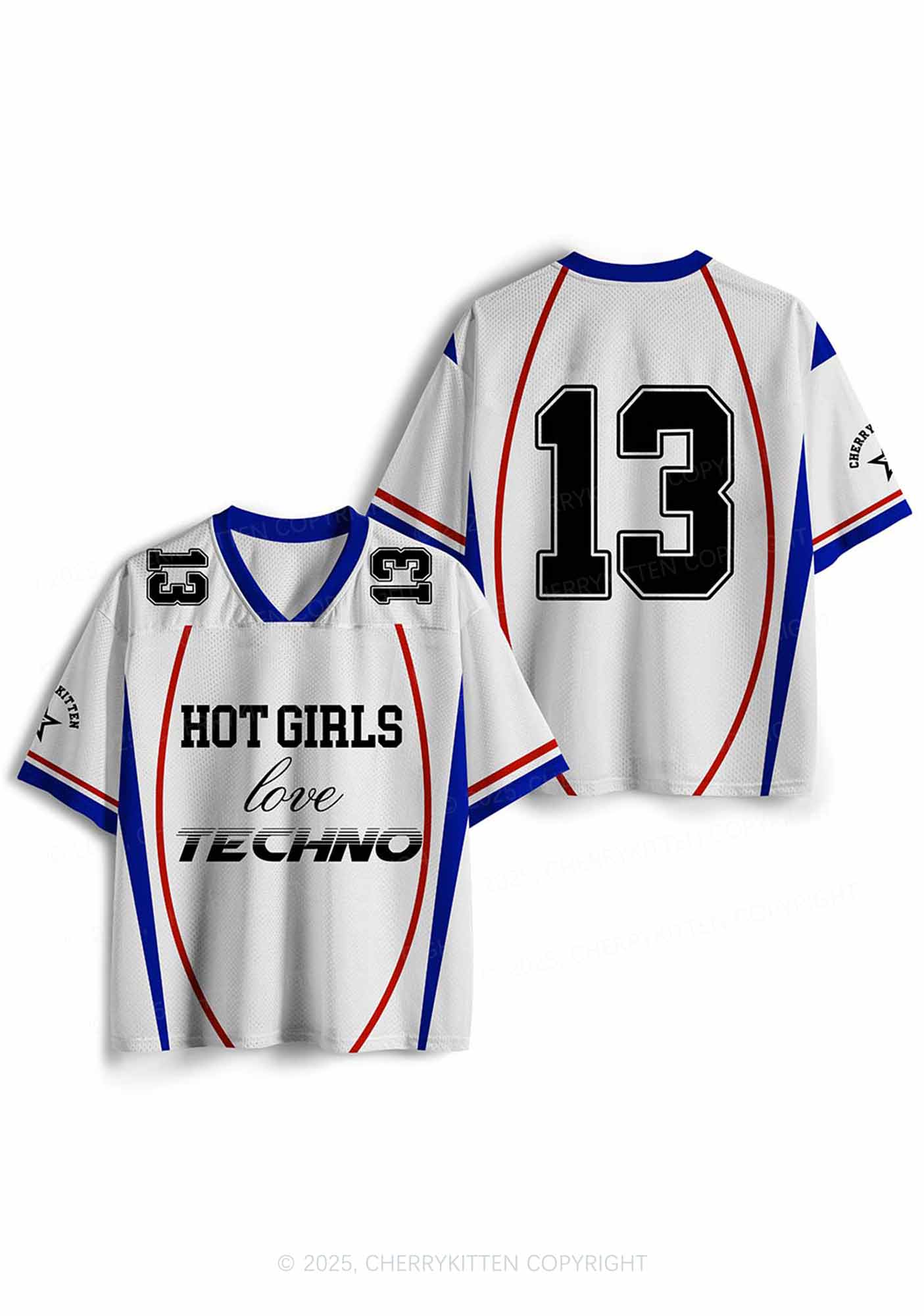 Custom Hot Girls Love Techno Y2K Sport Jersey Shirts Cherrykitten