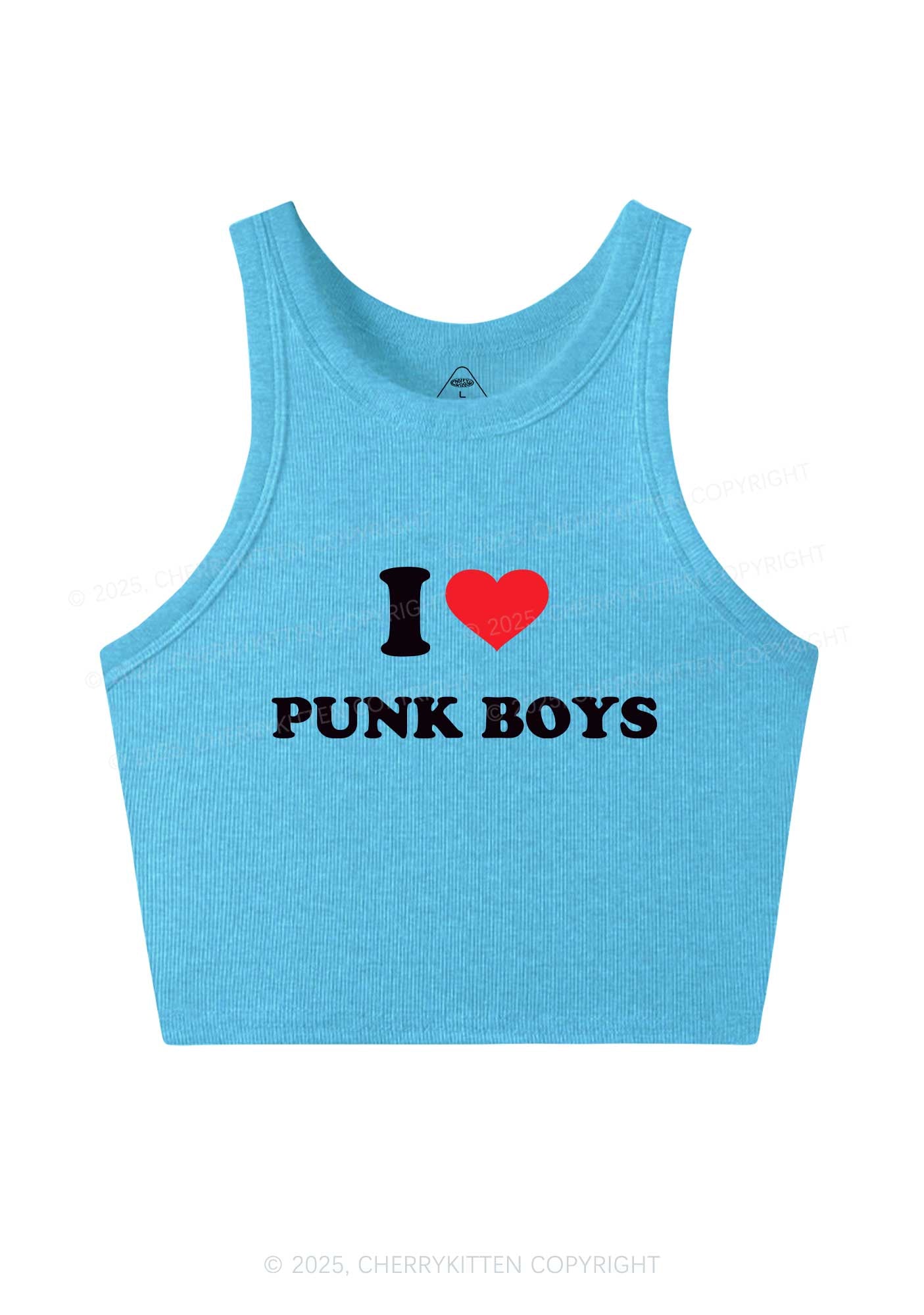 I Love Punk Boys Y2K Crop Tank Top Cherrykitten