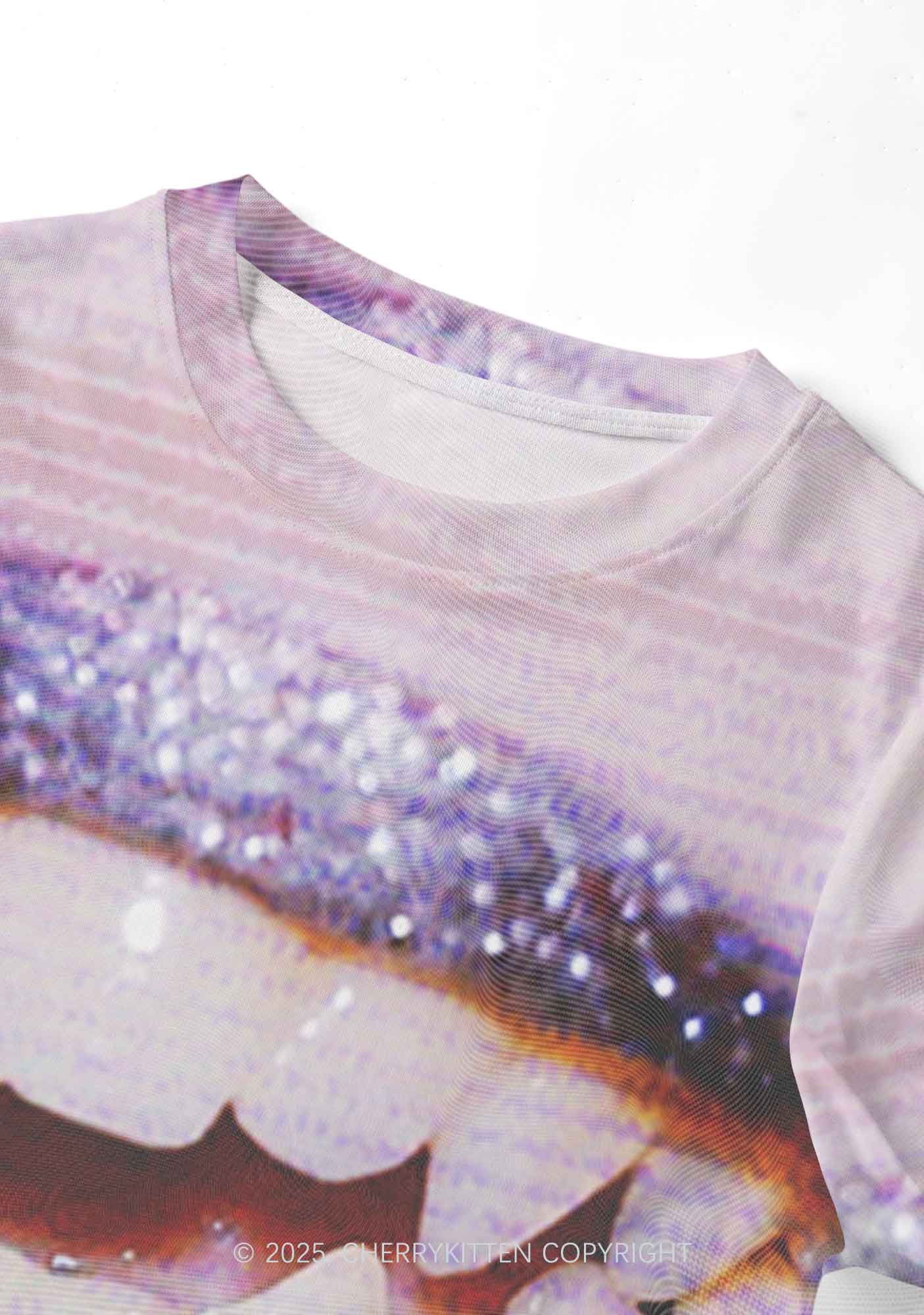 Halloween Punk Lips Y2K Mesh Crop Top Cherrykitten