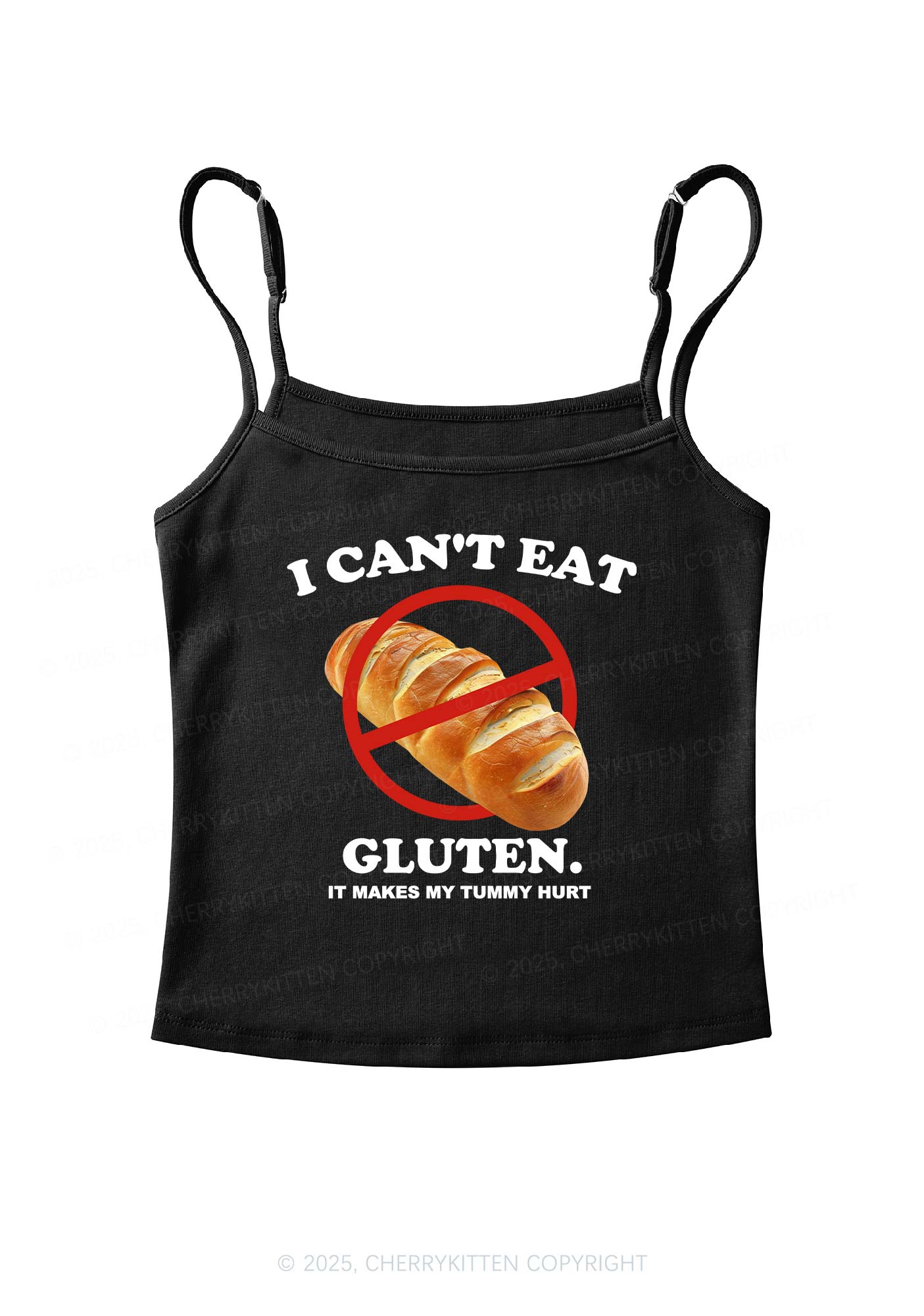I Cant Eat Gluten Y2K Spaghetti Strap Cami Cherrykitten