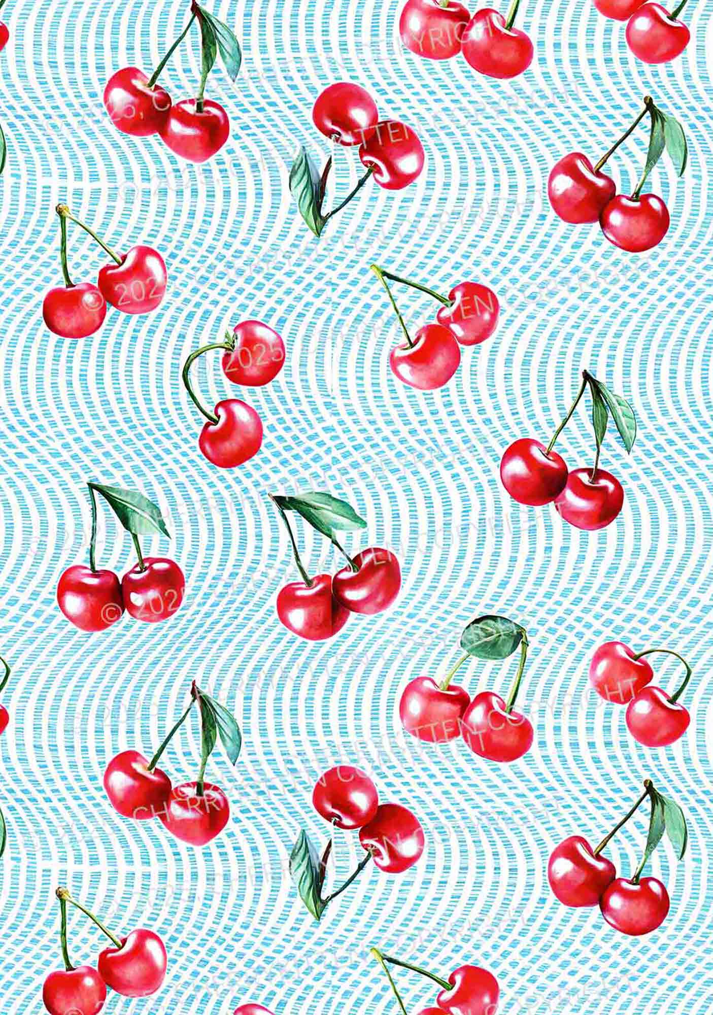 Blue Cherry Y2K Print Cami Crop Top Cherrykitten