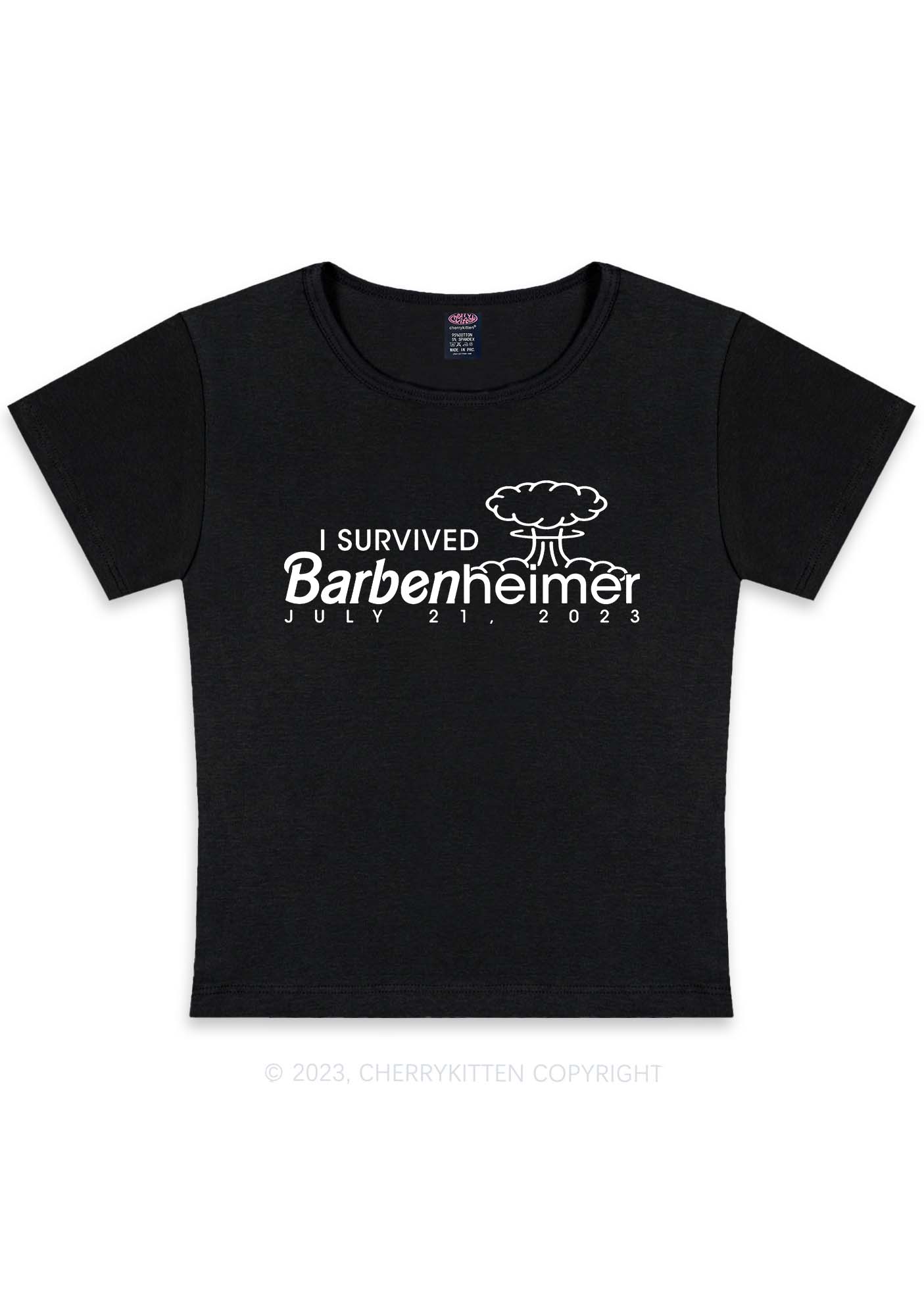 Curvy I Survived Barbenheimer Y2K Baby Tee Cherrykitten