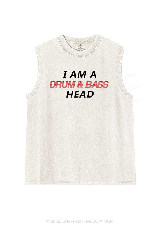 Drum Bass Head Y2K Washed Muscle Tank Cherrykitten