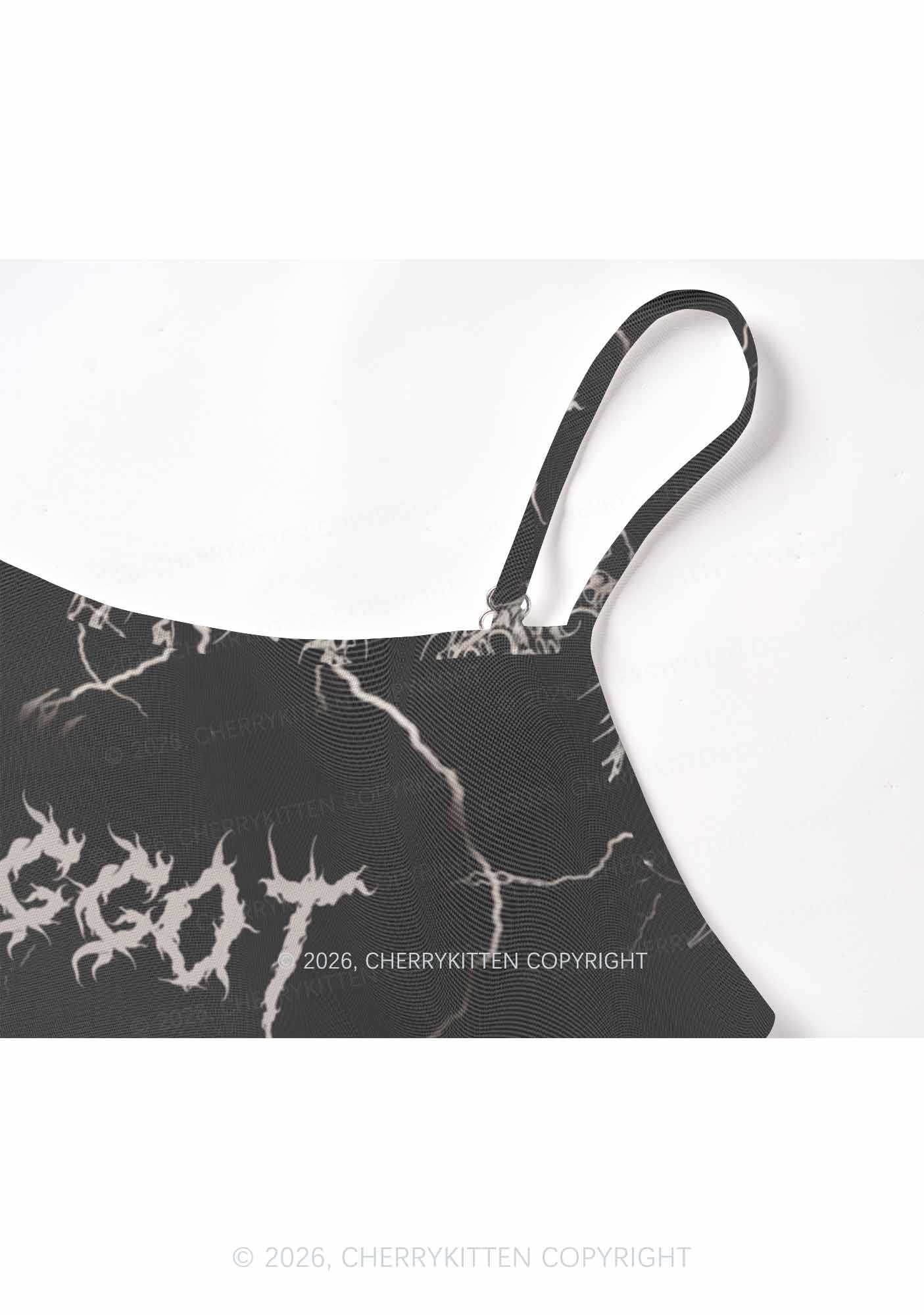 Black Gothic Faggot Pride Y2K Mesh Cami Tank Cherrykitten
