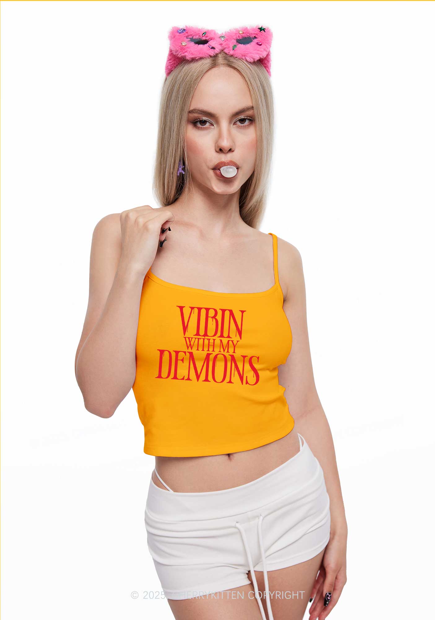 Halloween Vibin With My Demons Y2K Spaghetti Strap Cami Cherrykitten