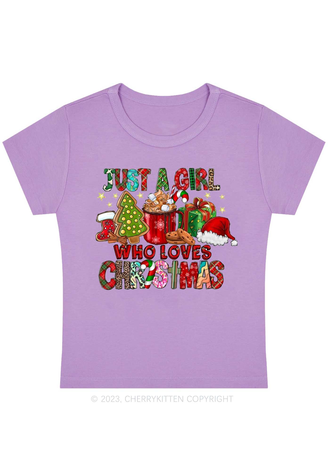 Just A Girl Who Loves Christmas Baby Tee Cherrykitten