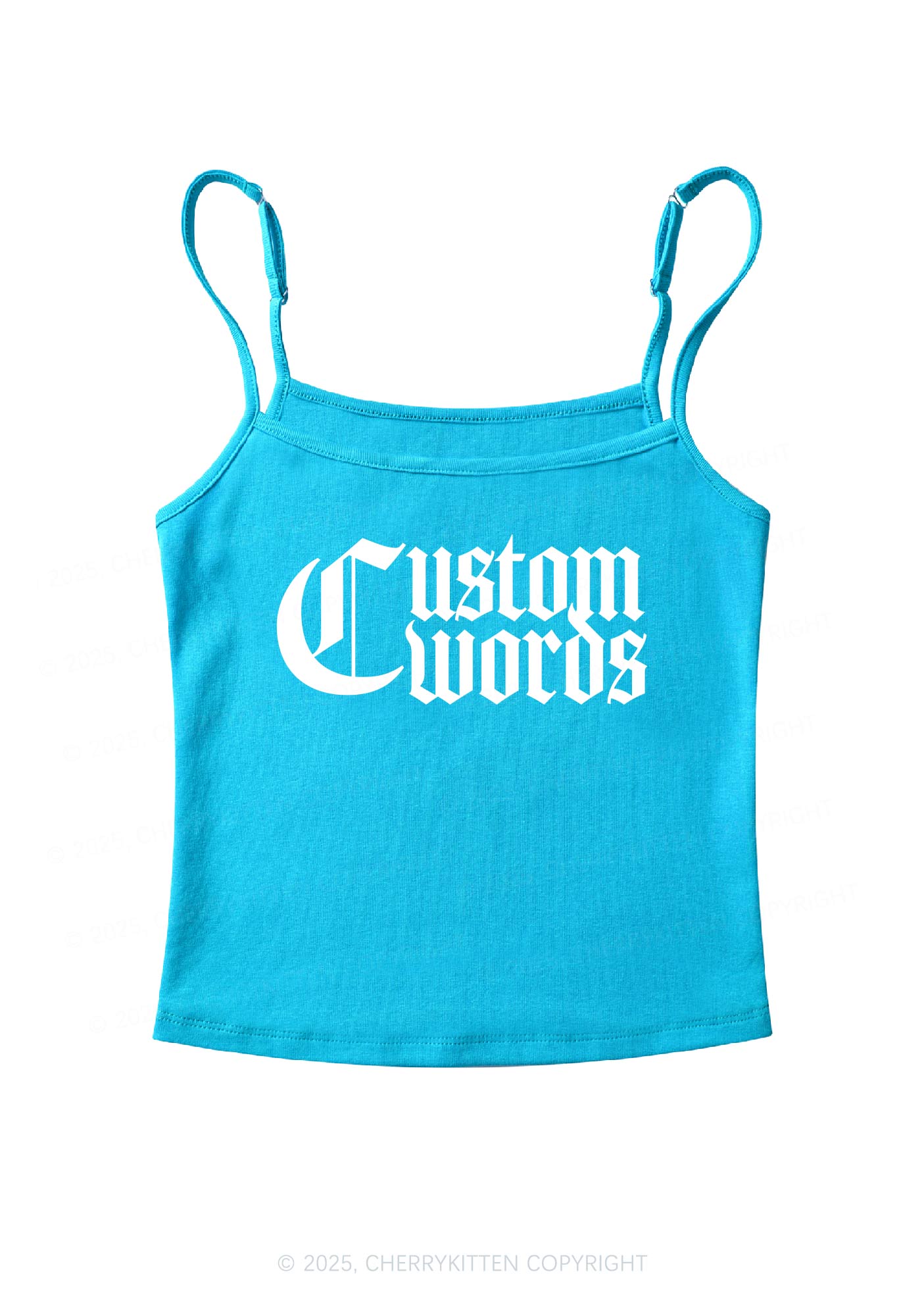 Custom Text Gothic Font Y2K Spaghetti Strap Cami Cherrykitten