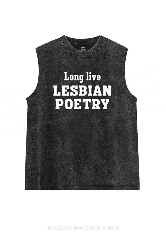 Lesbian Poetry Pride Y2K Washed Muscle Tank Cherrykitten