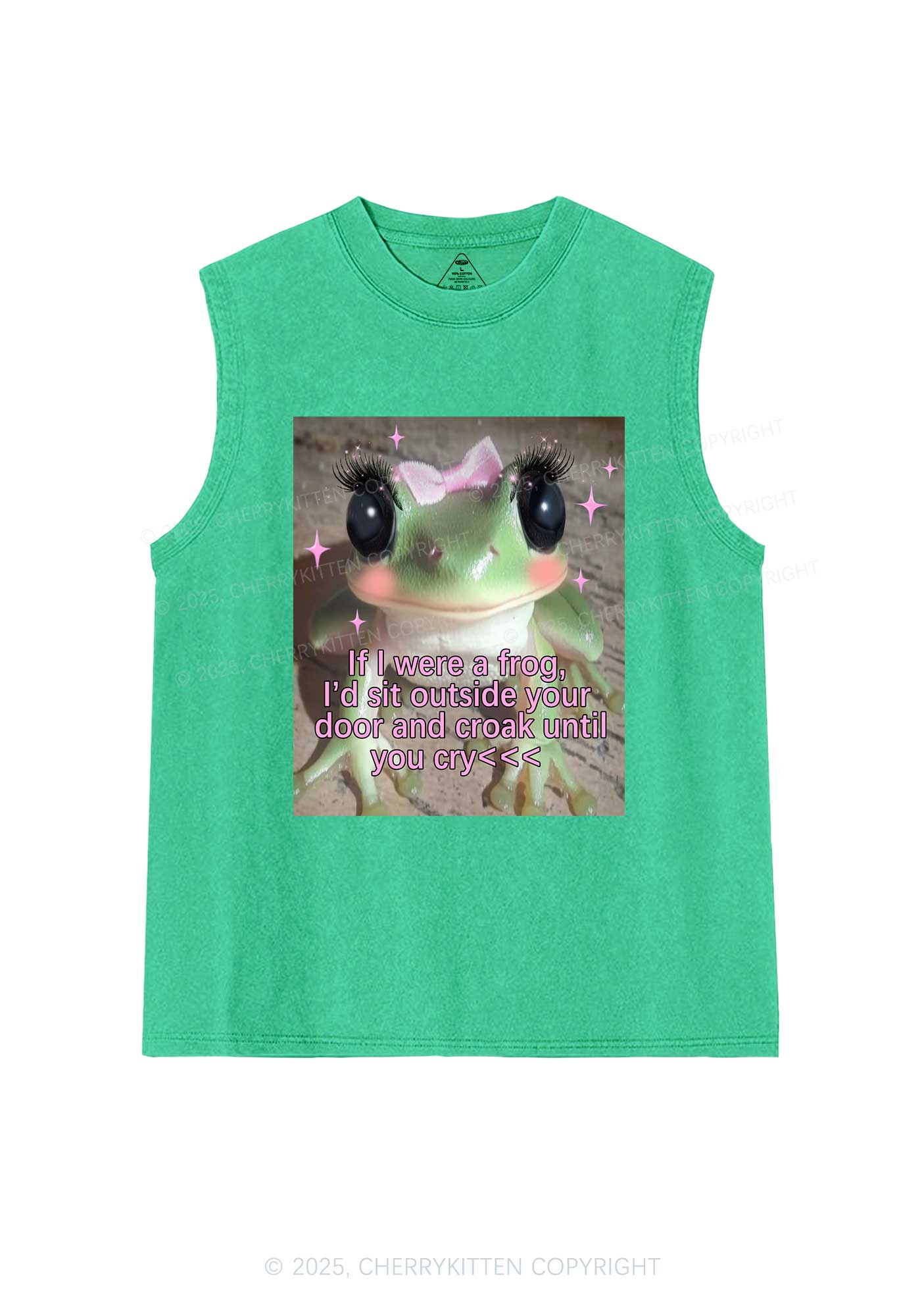 If I Were Frog Y2K Washed Muscle Tank Cherrykitten