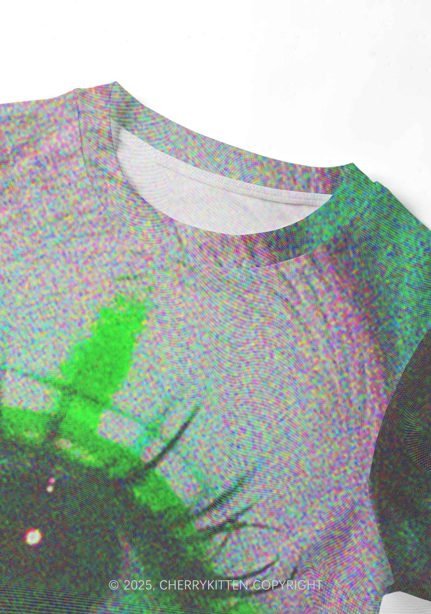 Halloween Cry Eye Y2K Mesh Crop Top Cherrykitten